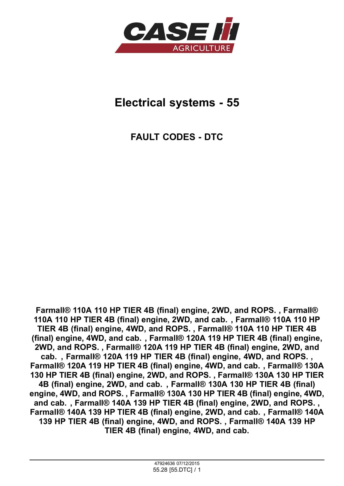 CASE Farmall 110A Farmall 120A Farmall 130A Farmall 140A Tractor Factory Workshop Service Manual 47955973