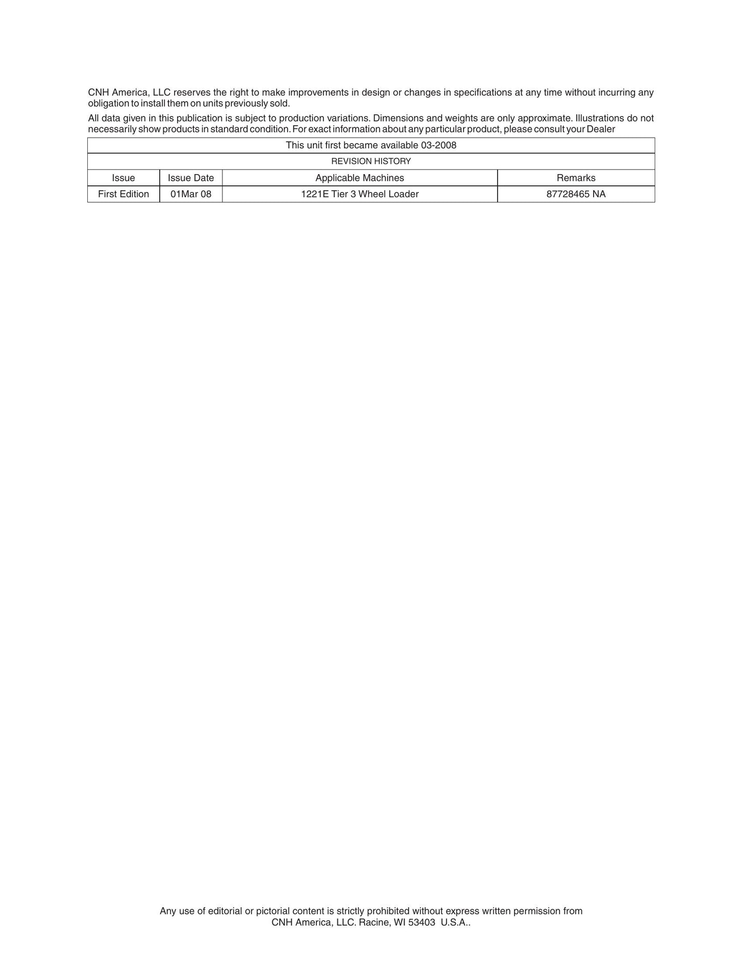 CASE 1221E Wheel Loader Factory Workshop Repair Manual 87728465
