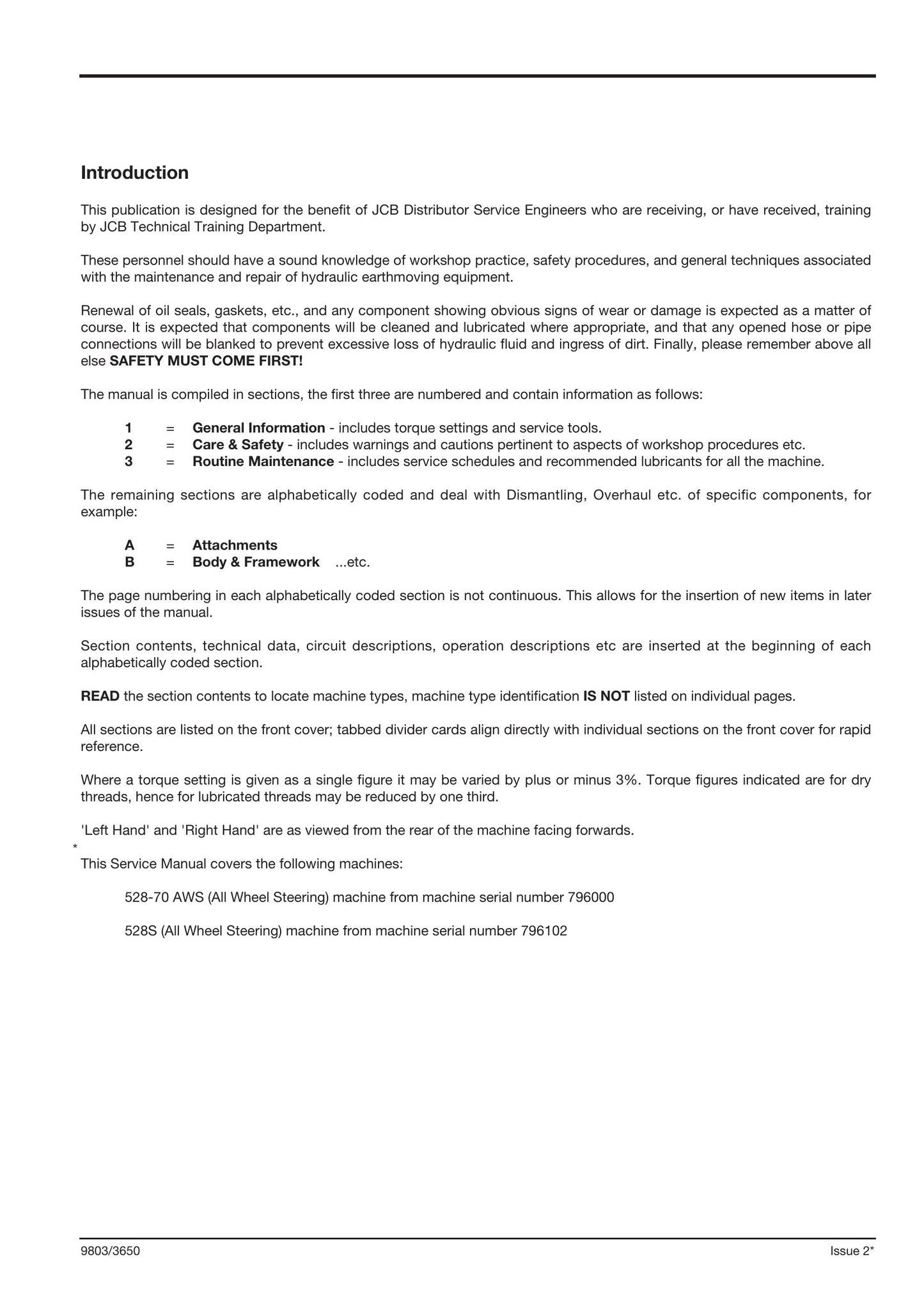 JCB 528-70 528S Loadall Factory Workshop Service Manual 9803/3650
