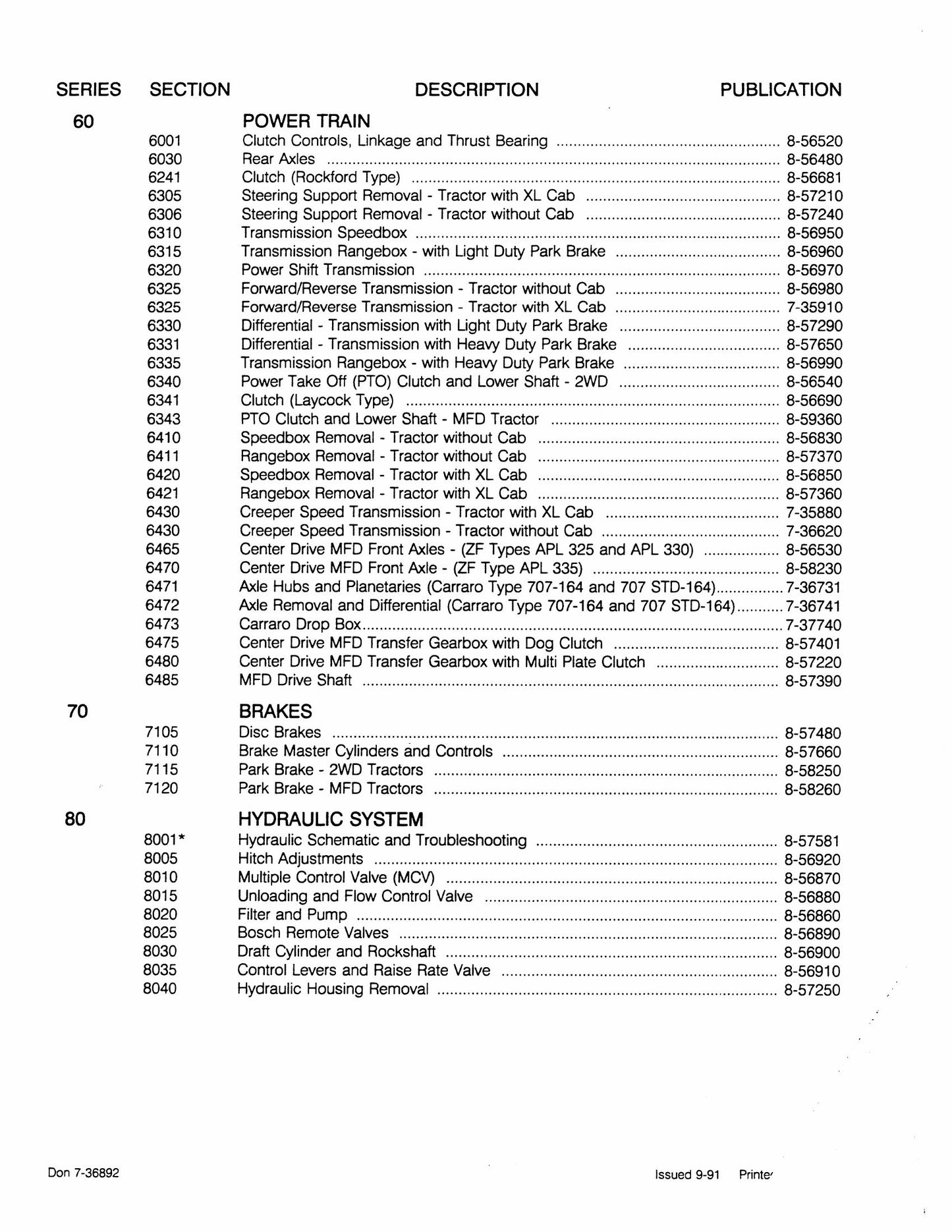 CASE 585 685 595 Series Tractors Tractor Factory Workshop Service Manual Don. 7-36892