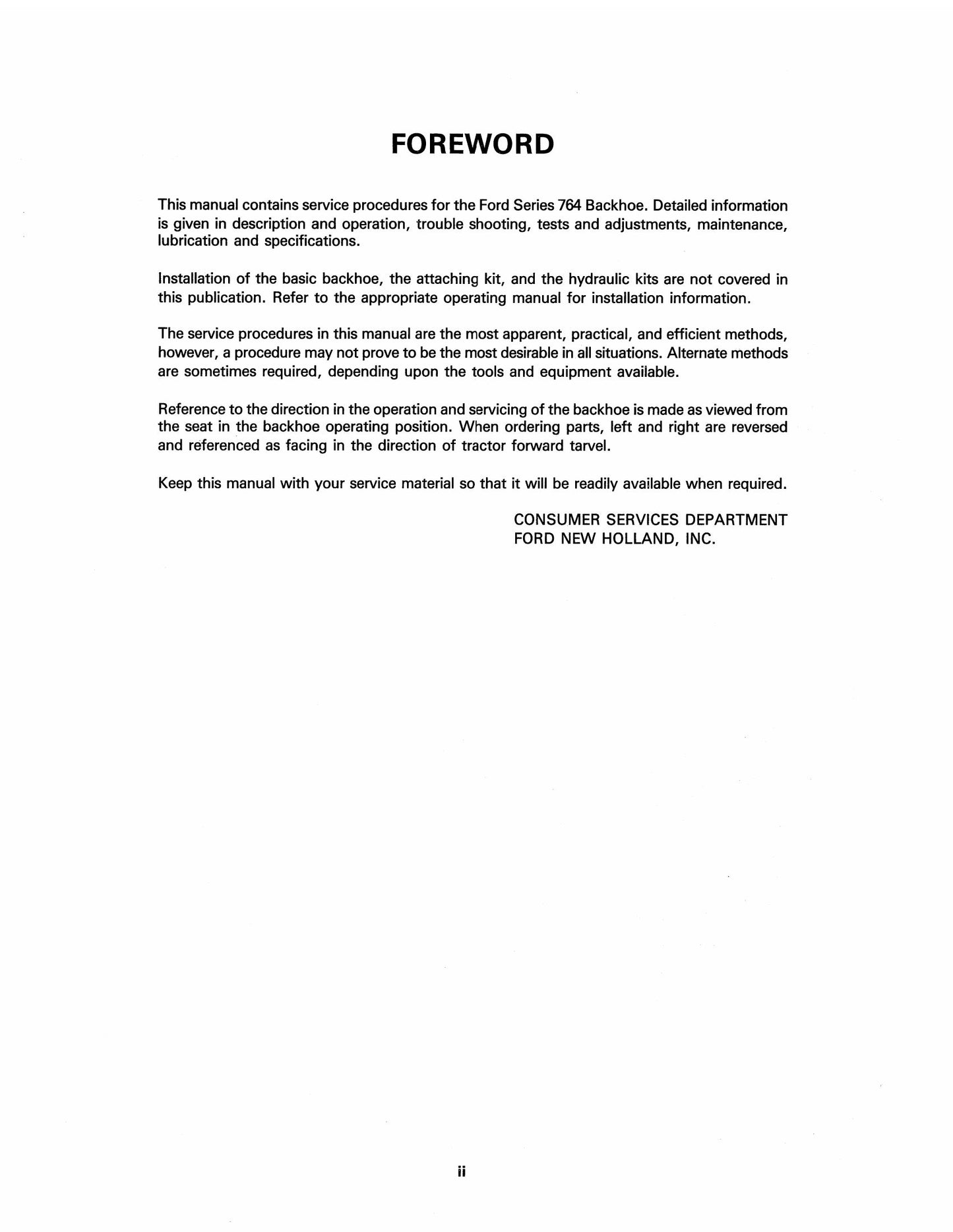 FORD 764 Backhoe Factory Workshop Service Manual 40076410