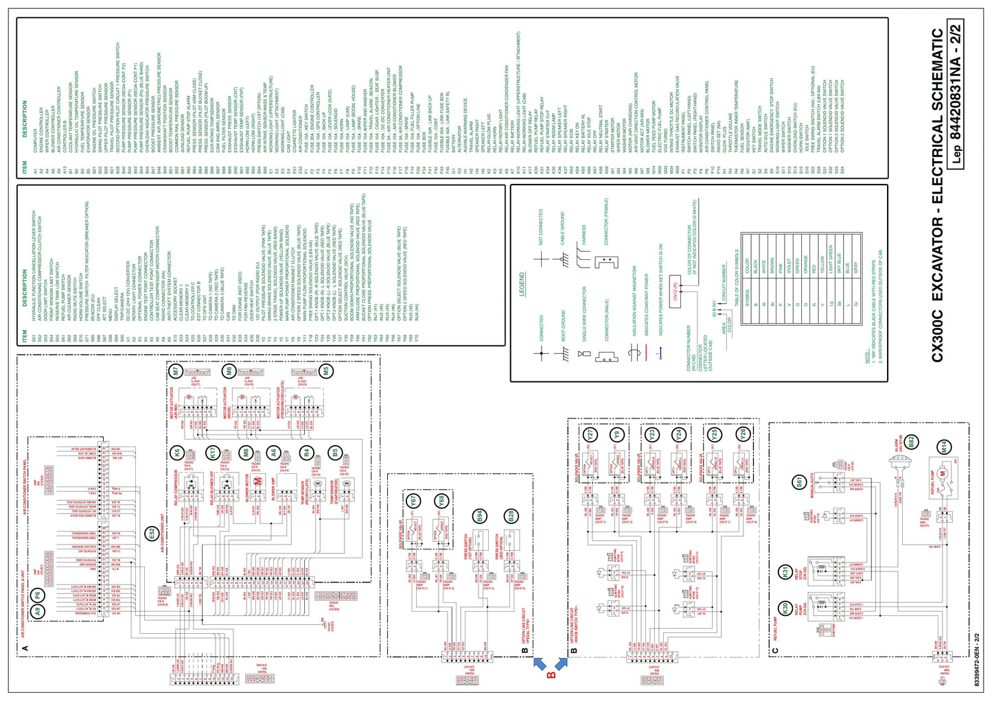 CASE CX300C Crawler Excavator Electrical Schematic 84420831NA