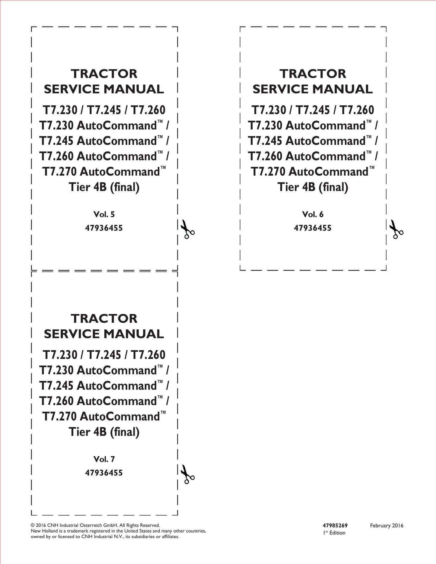 New Holland T7.230 T7.245 T7.260 T7.230 AutoCommand T7.245 AutoCommand T7.260 AutoCommand T7.270 AutoCommand Tractor Factory Workshop Service Manual 47936455