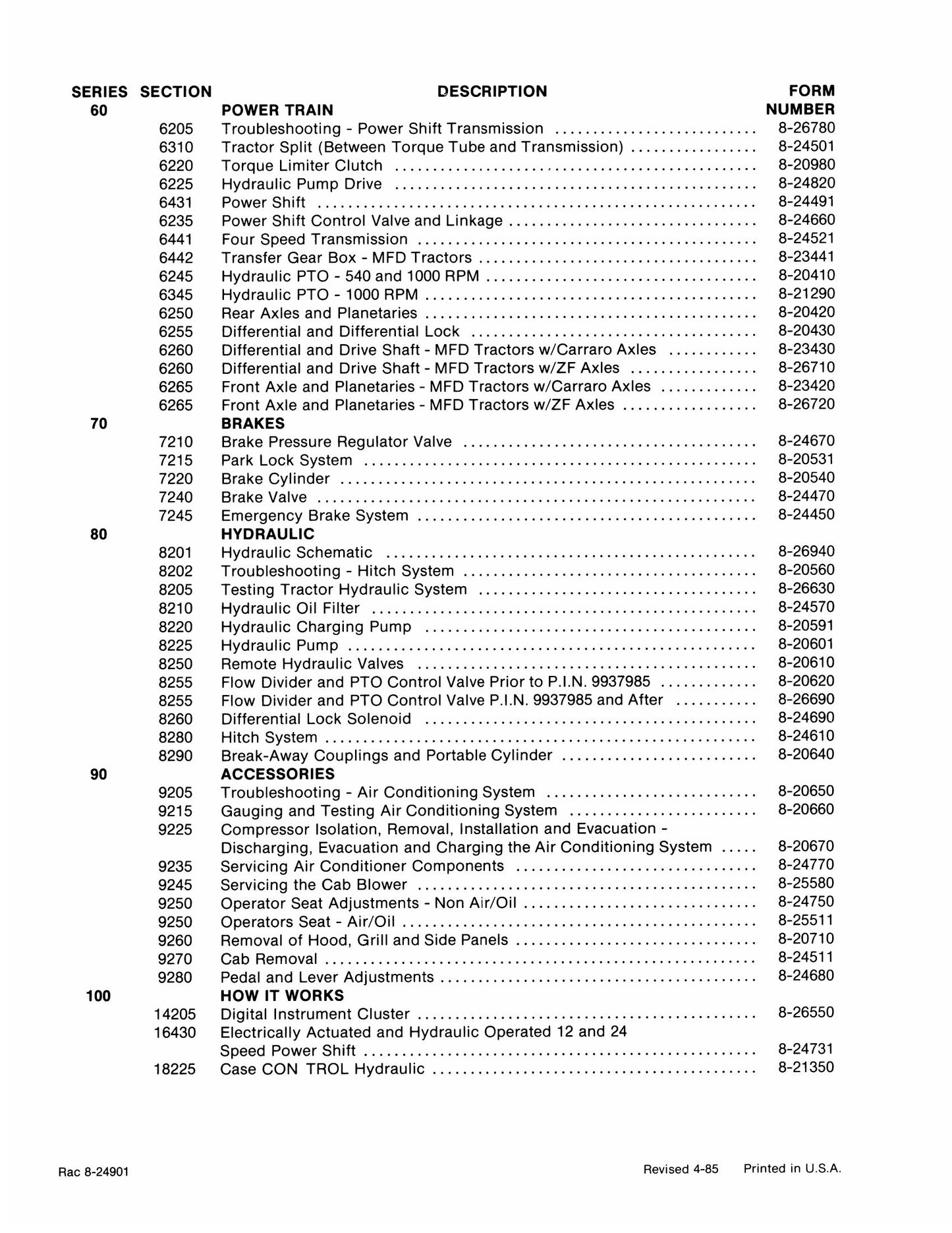 CASE 2094 2294 3294 Tractor Factory Workshop Service Manual Rac 8-24901