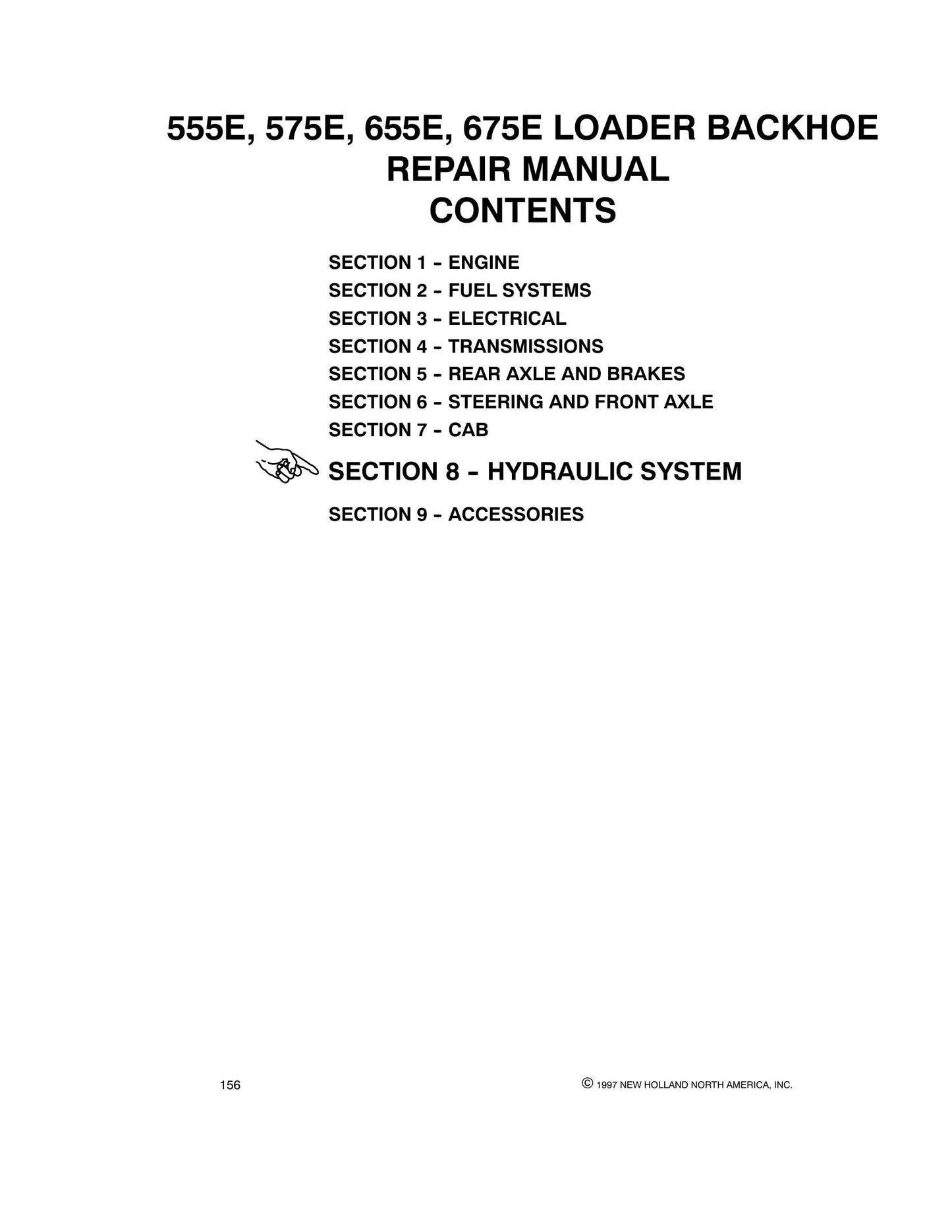 NEW HOLLAND 555E 575E 655E 675E Backhoe Loader Factory Workshop Repair Manual