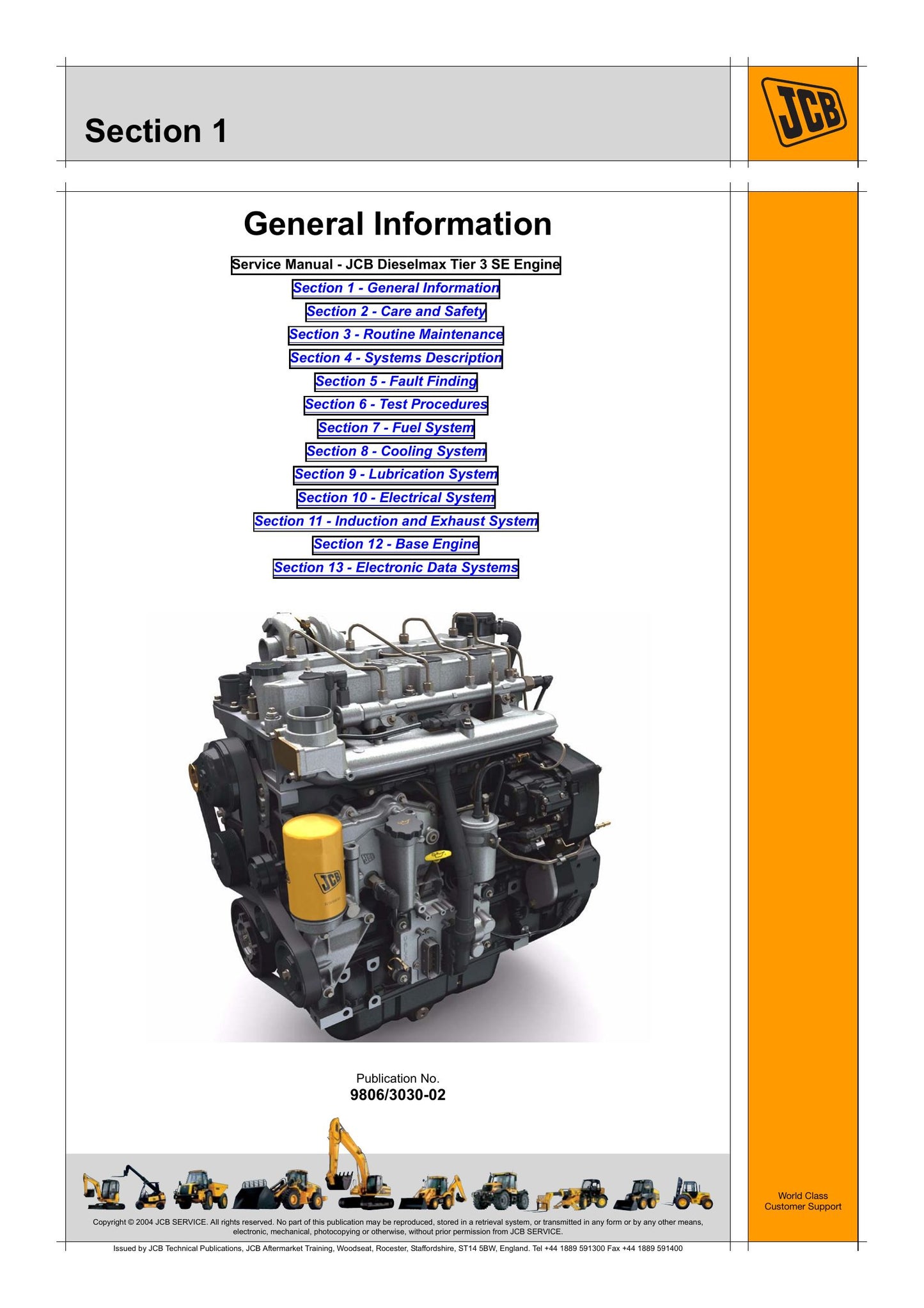 JCB Dieselmax Tier 3 SE Engine Factory Workshop Service Manual 9806/3030