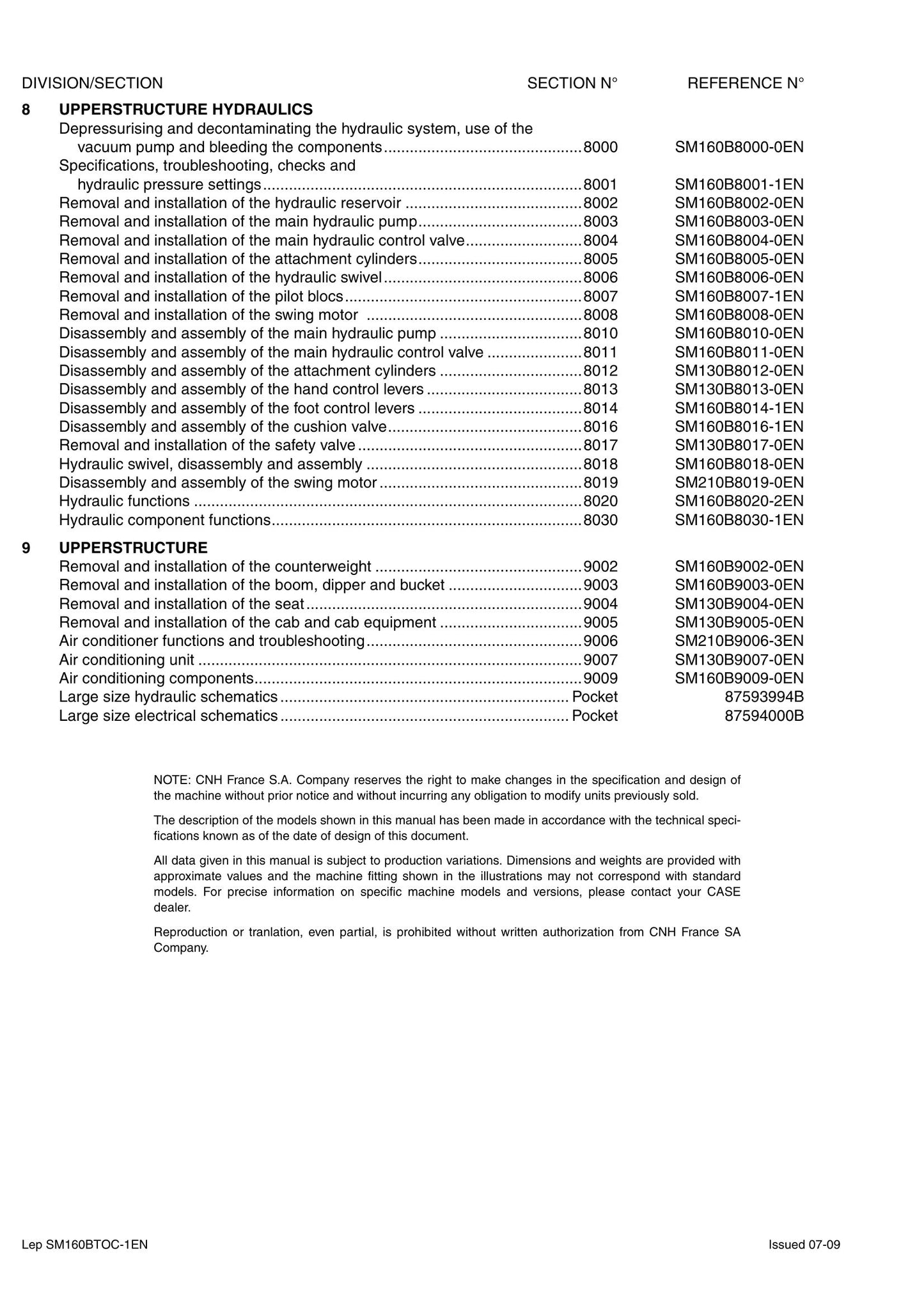 CASE CX160B CX180B Crawler Excavator Factory Workshop Service Manual