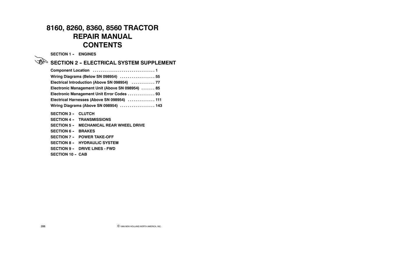 New Holland 8160 8260 8360 8560 Tractor Factory Workshop Repair Manual 86588680