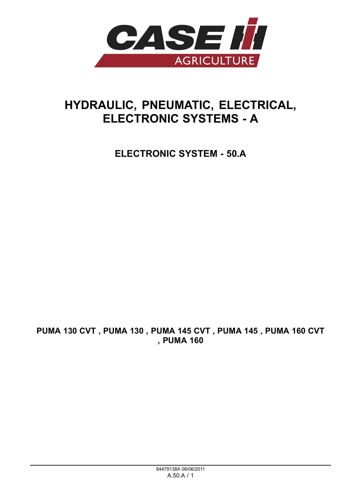 CASE PUMA 130 PUMA 130 CVT PUMA 145 PUMA 145 CVT PUMA 160 PUMA 160 CVT Tractor Factory Workshop Service Manual 84548749