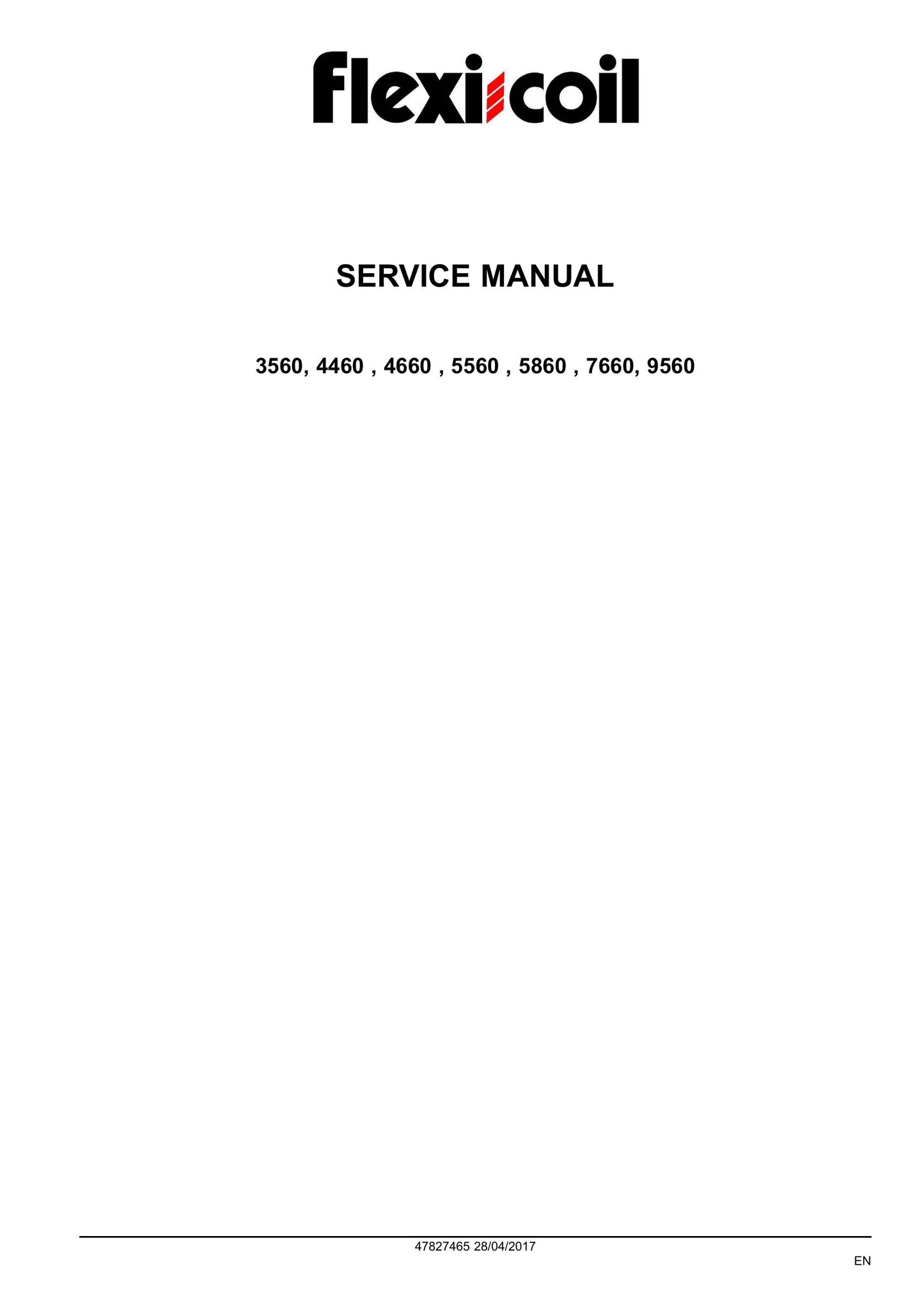 Flexi-Coil 3560 4460 4660 5560 5860 7660 9560 Air Cart Factory Workshop Service Manual 47827465