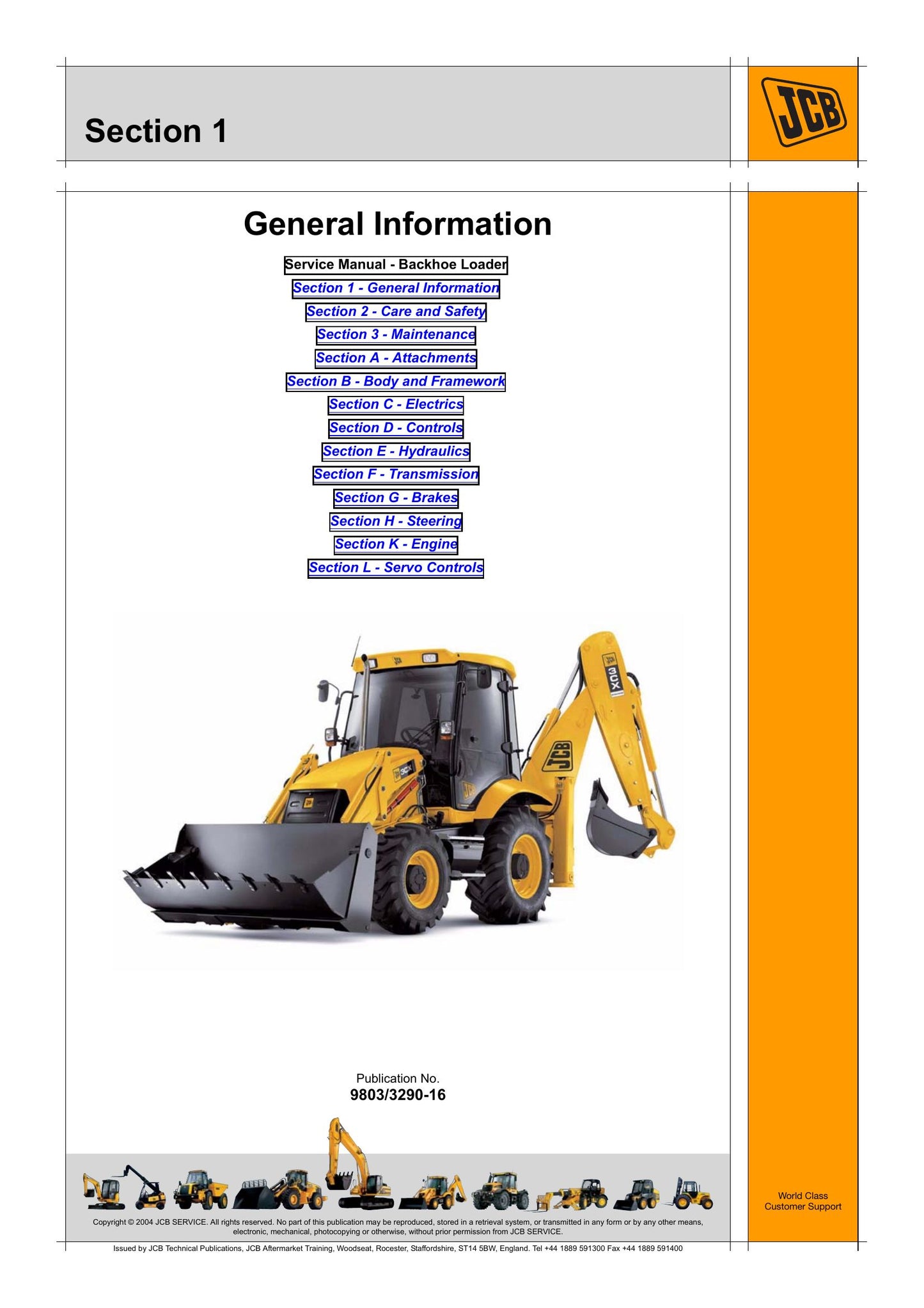 JCB 3CX 4CX Backhoe Loader Factory Workshop Service Manual 9803/3290-16