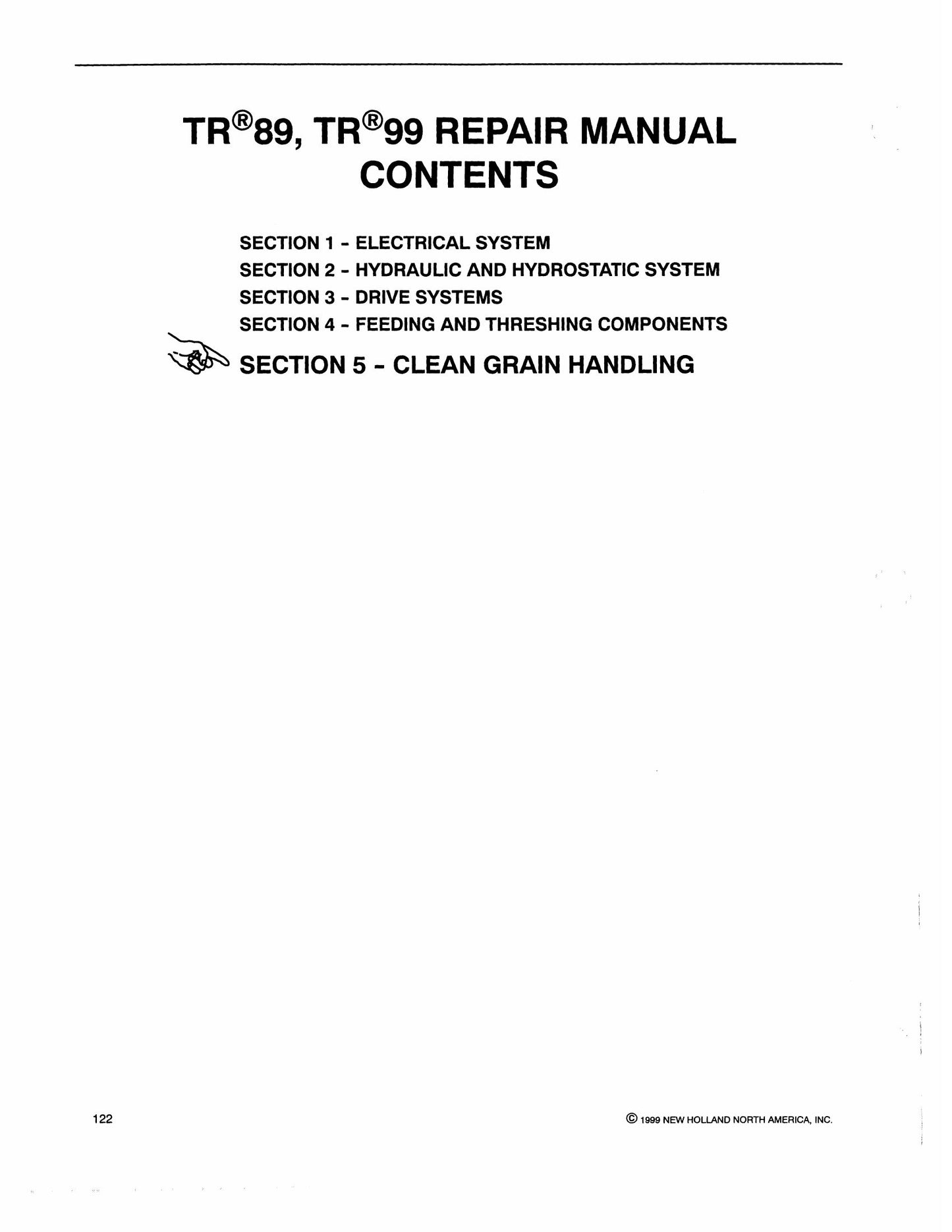 New Holland TR89 TR99 Combine Harvester Factory Workshop Repair Manual