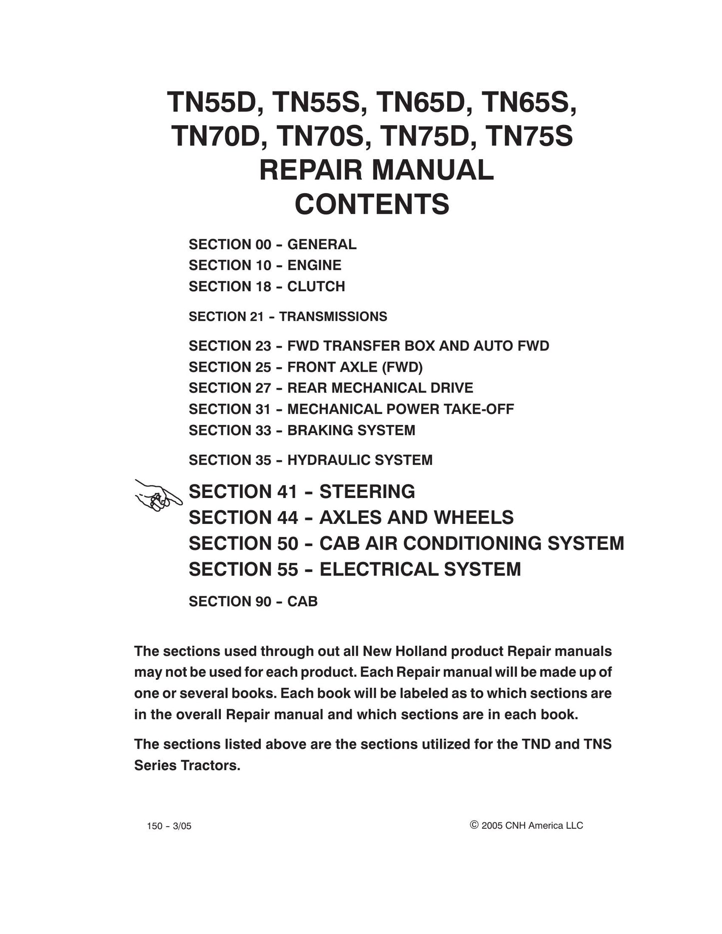 New Holland TN55D TN55S TN65D TN65S TN70D TN70S TN75D TN75S Tractor Factory Workshop Repair Manual 87059388
