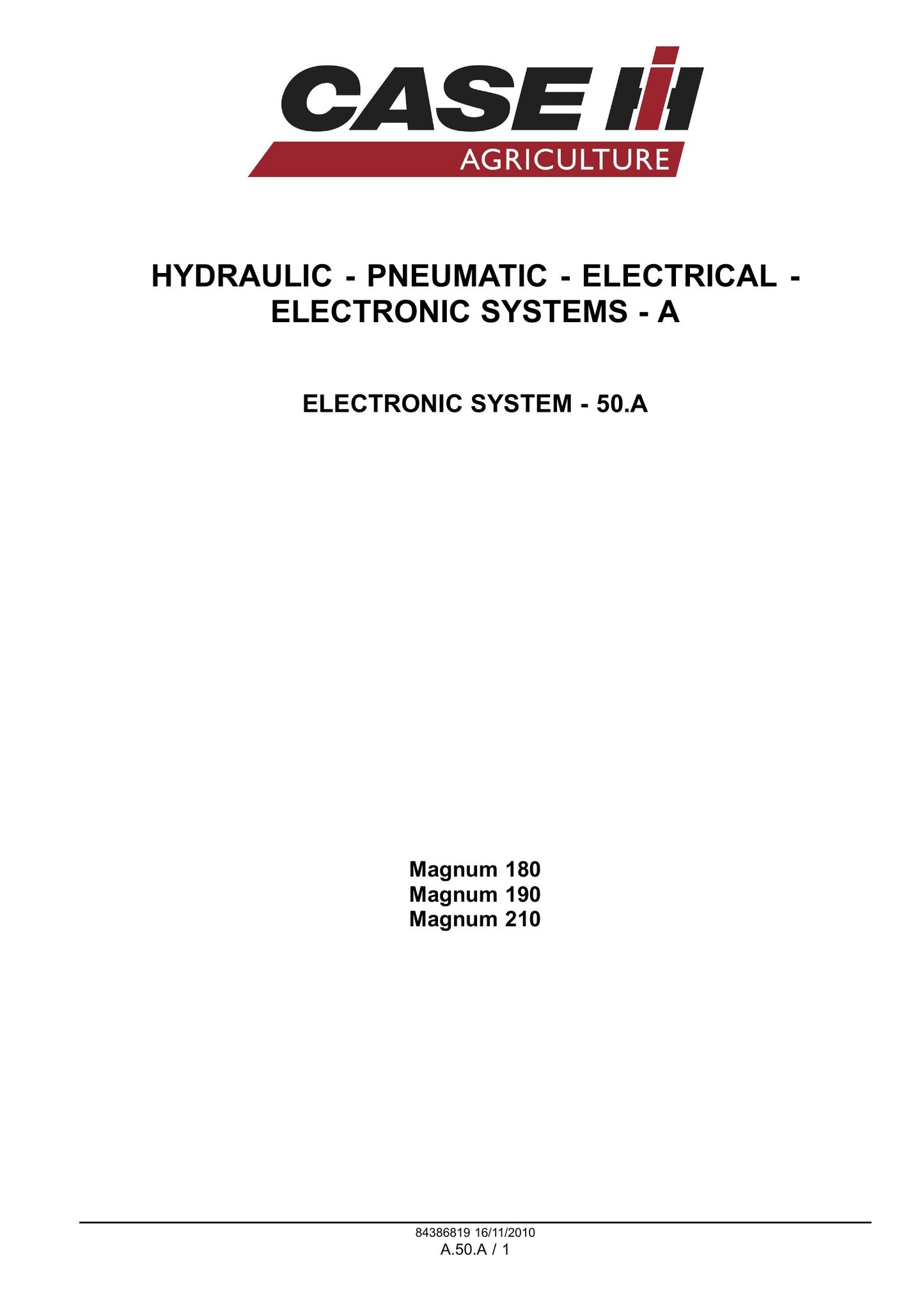 CASE MAGNUM 180 MAGNUM 190 MAGNUM 210 Tractor Factory Workshop Service Manual 84399414