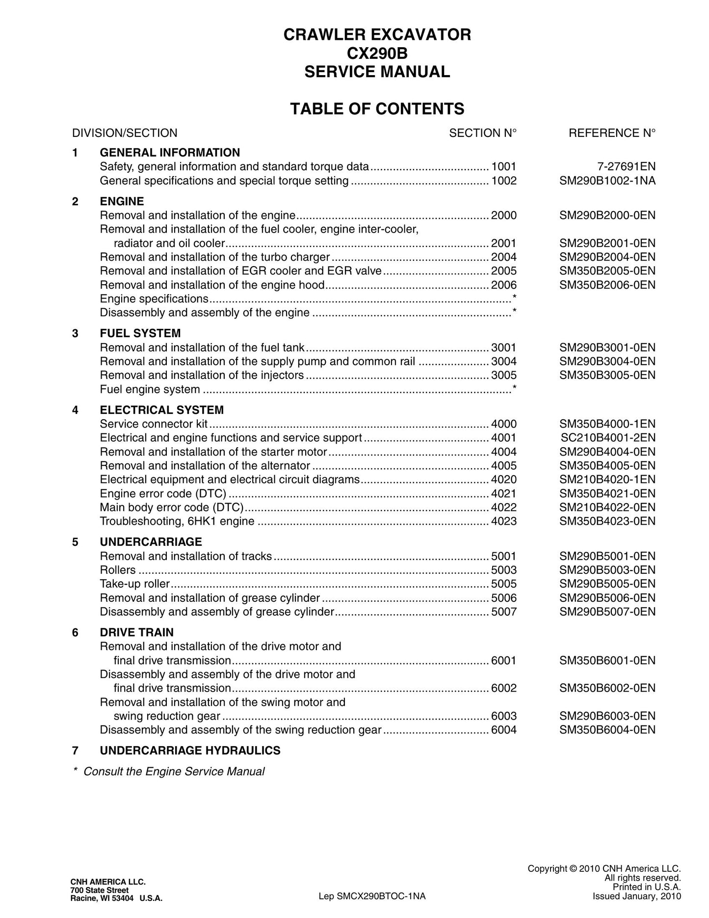 CASE CX290B Crawler Excavator Factory Workshop Service Manual 87673891 B