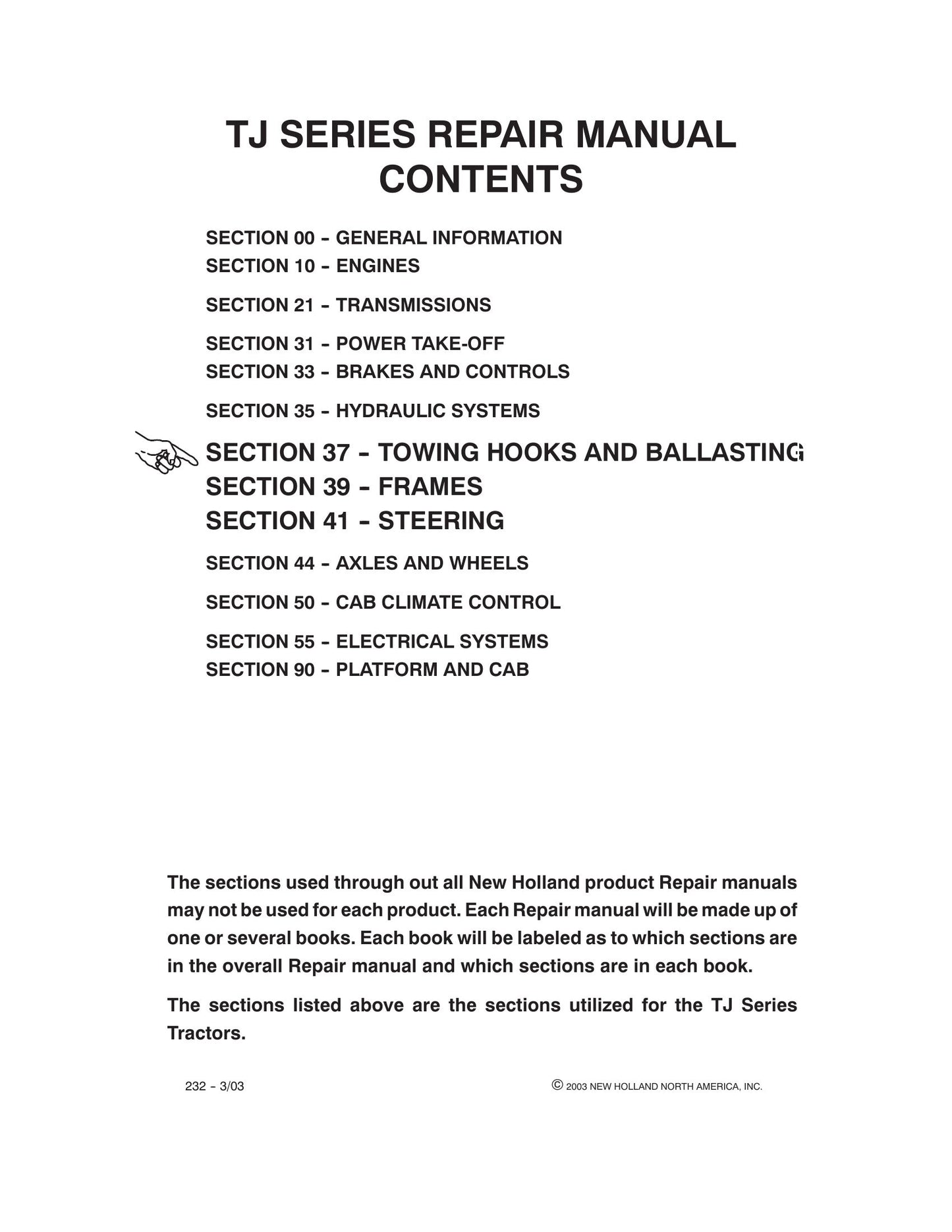 New Holland TJ275 TJ325 TJ375 TJ450 Tractor Factory Workshop Repair Manual 87032947