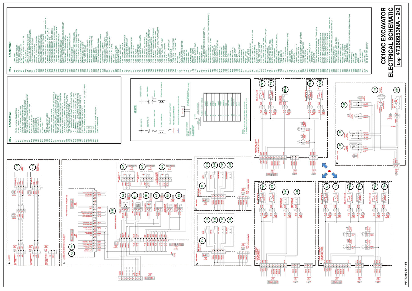 CASE CX160C Crawler Excavator Electrical Schematic 47360953NA