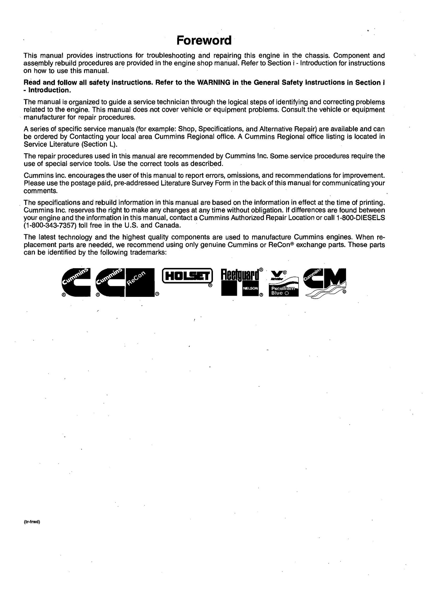 Cummins ISC ISCe QSC8.3 ISL QSL9 Engine Troubleshooting and Factory Workshop Repair Manual 4021418-00