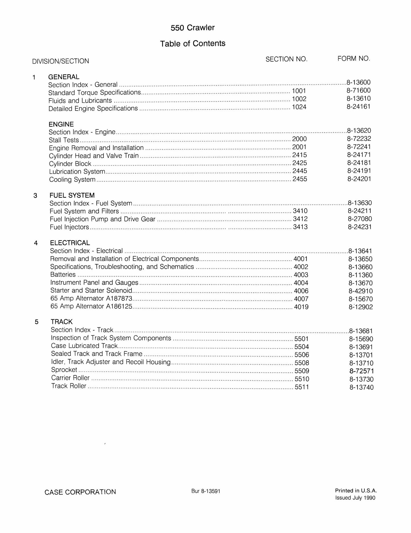 CASE 550 Crawler Bulldozer Factory Workshop Service Manual 8-11240