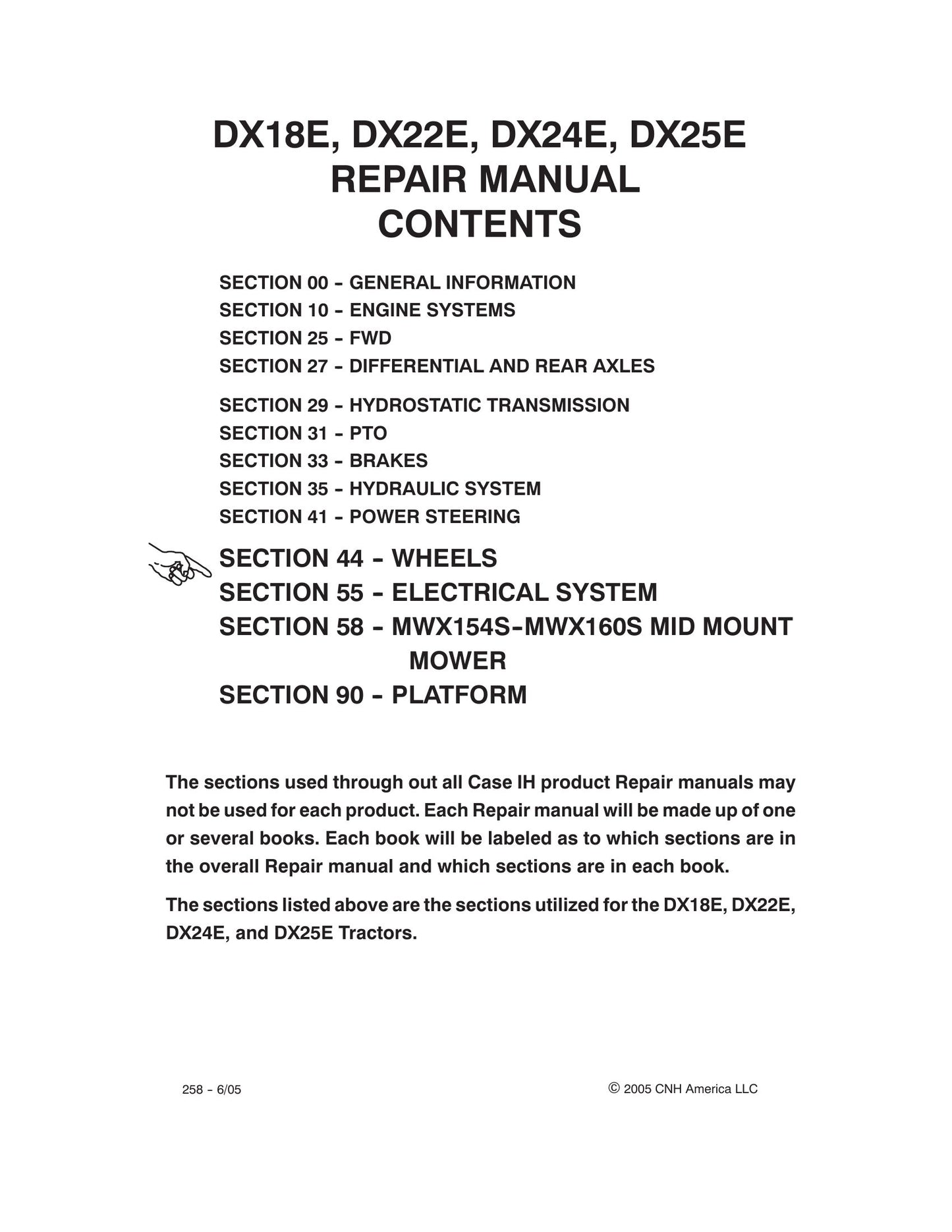 CASE IH DX18E DX22E DX24E DX25E Tractor Factory Workshop Repair Manual 87352318
