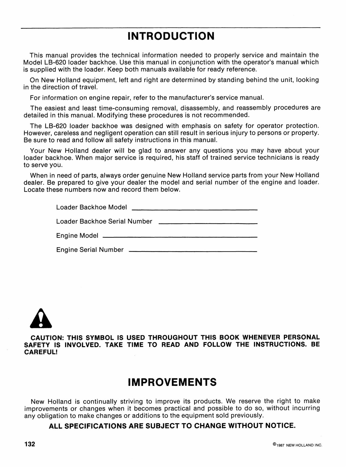 NEW HOLLAND LB-620 Loader Backhoe Factory Workshop Service Manual 40062010
