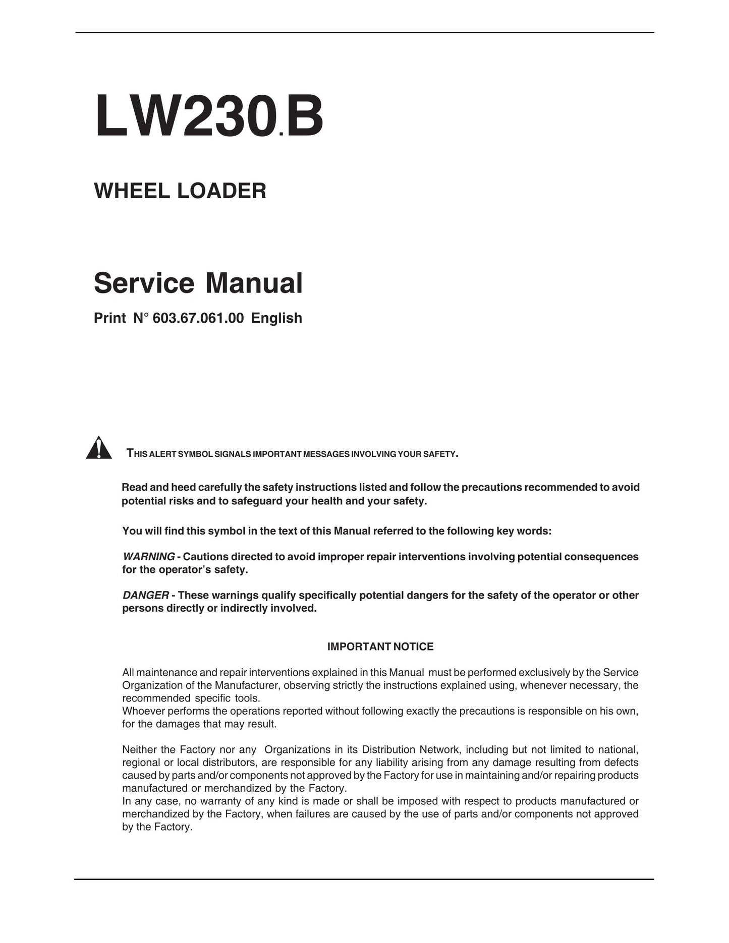 New Holland LW230.B Wheel Loader Factory Workshop Service Manual 603.67.061.00