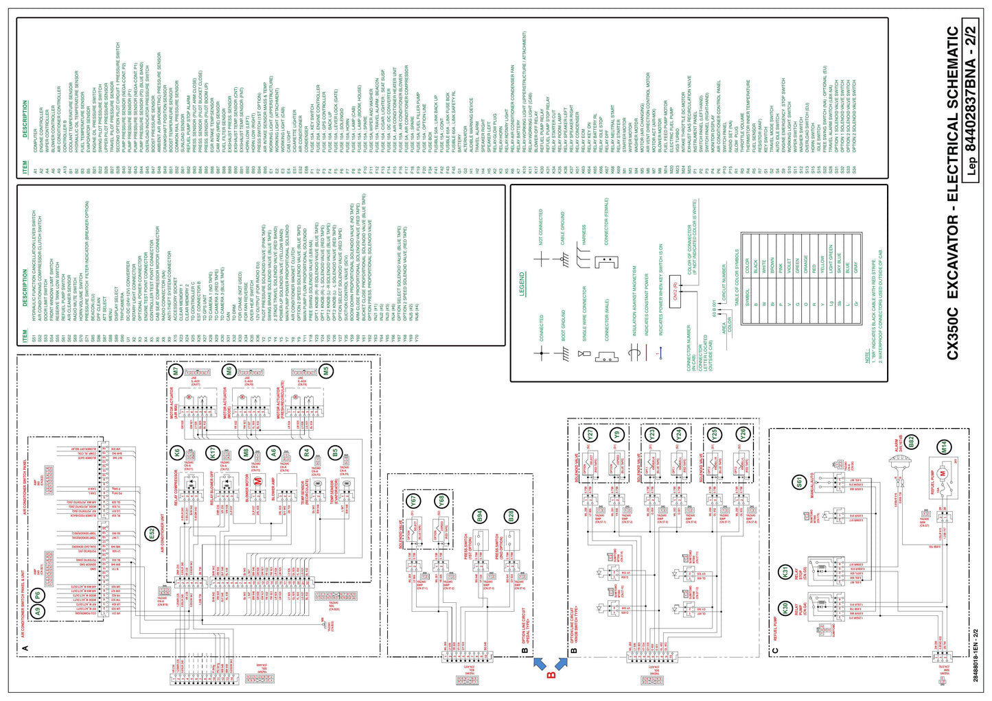 CASE CX350C Crawler Excavator Electrical Schematic 84402837BNA