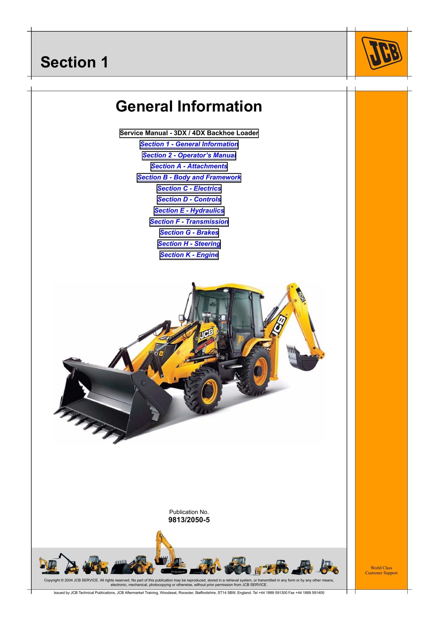 JCB 3DX 4DX Backhoe Loader Factory Workshop Service Manual 9813/2050-5