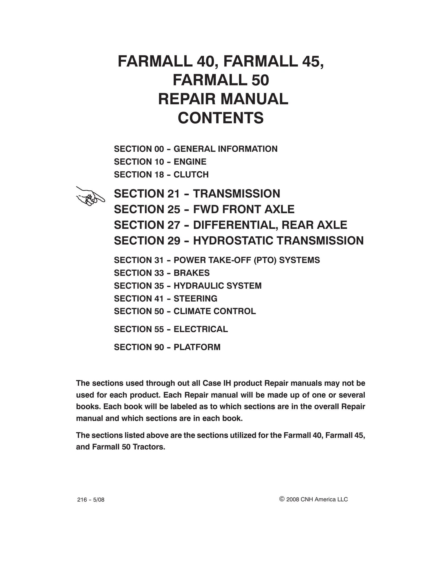 CASE Farmall 40 Farmall 45 Farmall 50 Tractor Factory Workshop Repair Manual