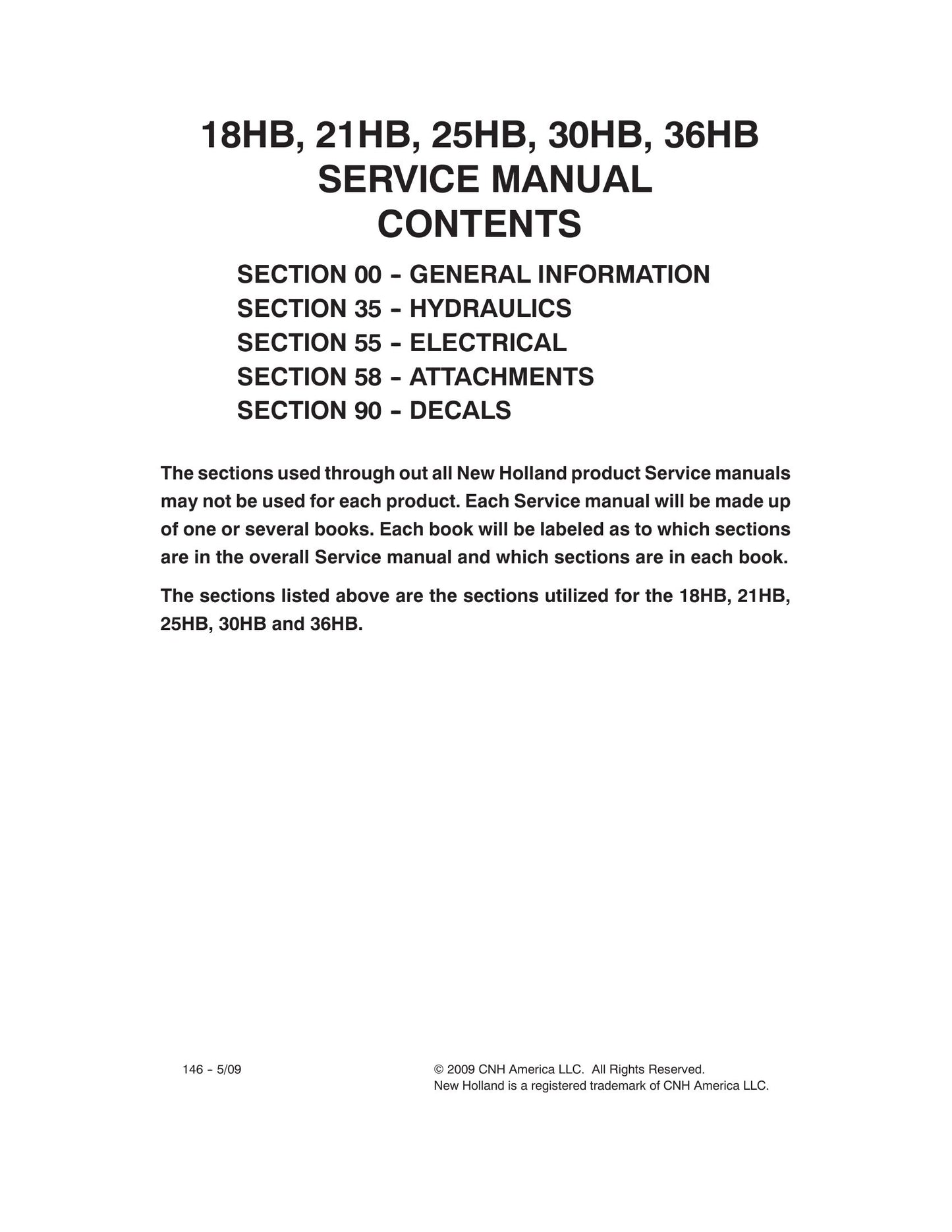 New Holland 18HB 21HB 25HB 30HB 36HB Windrower Factory Workshop Service Manual