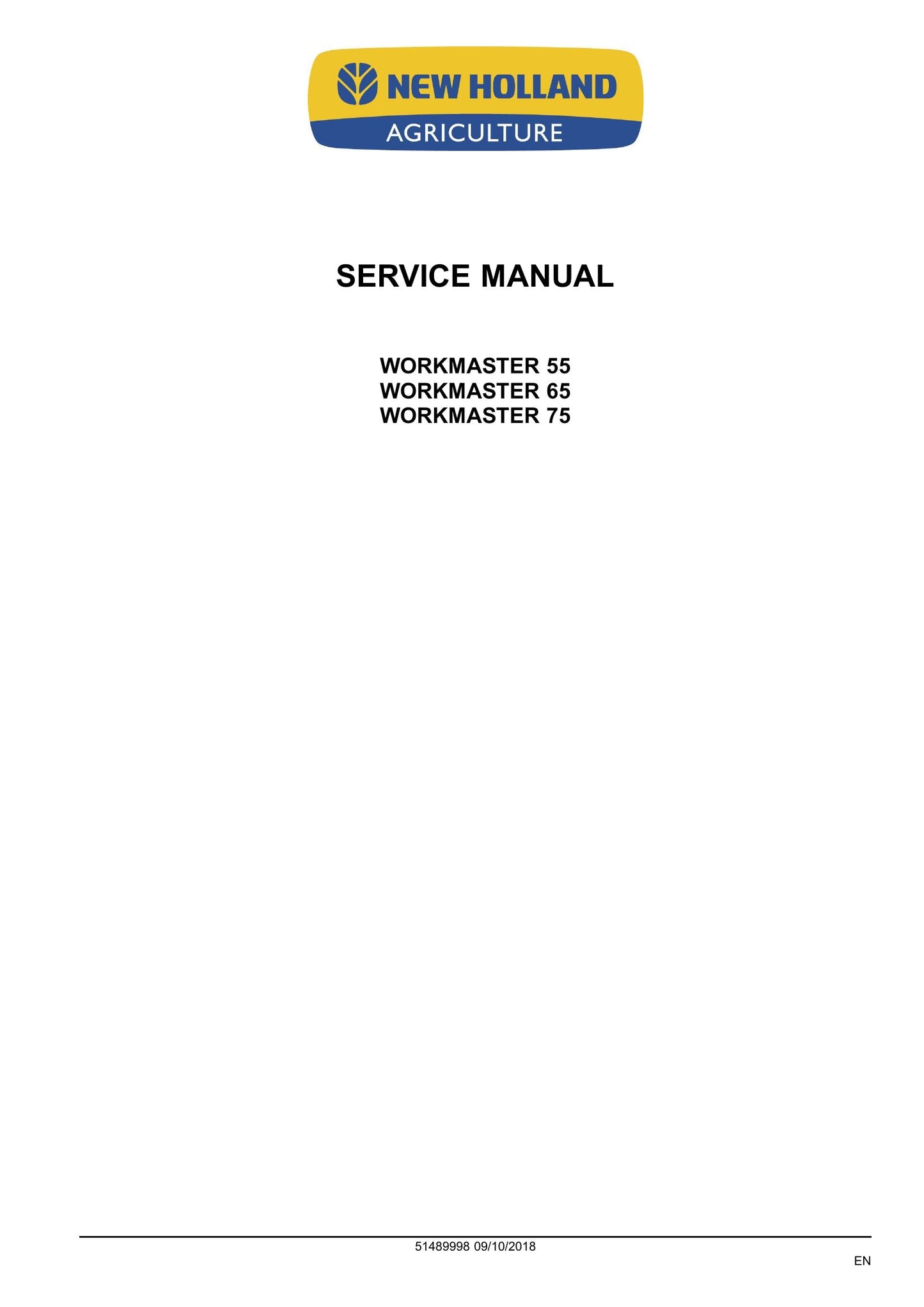 New Holland Workmaster 55 Workmaster 65 Workmaster 75 Tractor Factory Workshop Service Manual 51489998