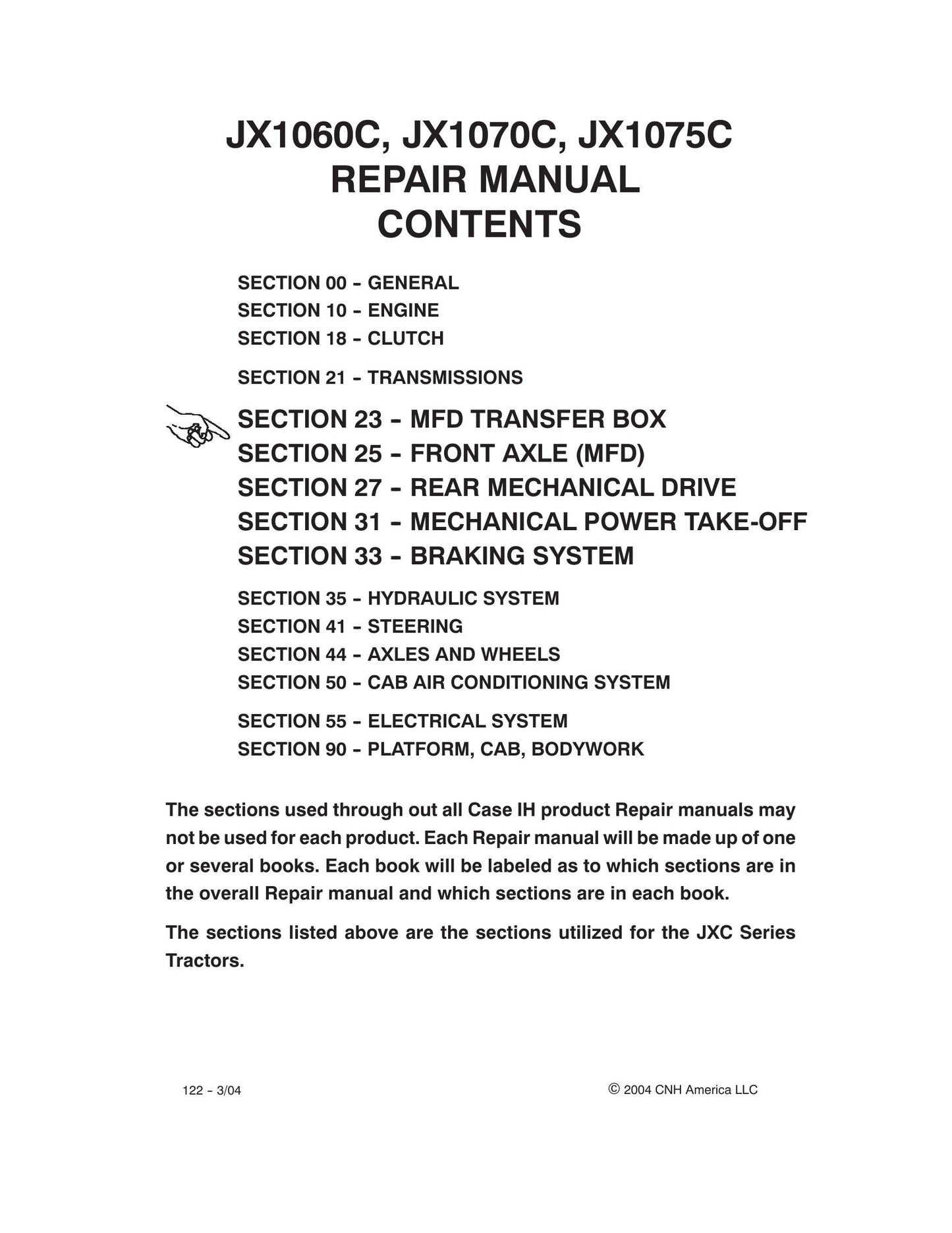 CASE IH JX1060C JX1070C JX1075C Tractor Factory Workshop Repair Manual 87046864