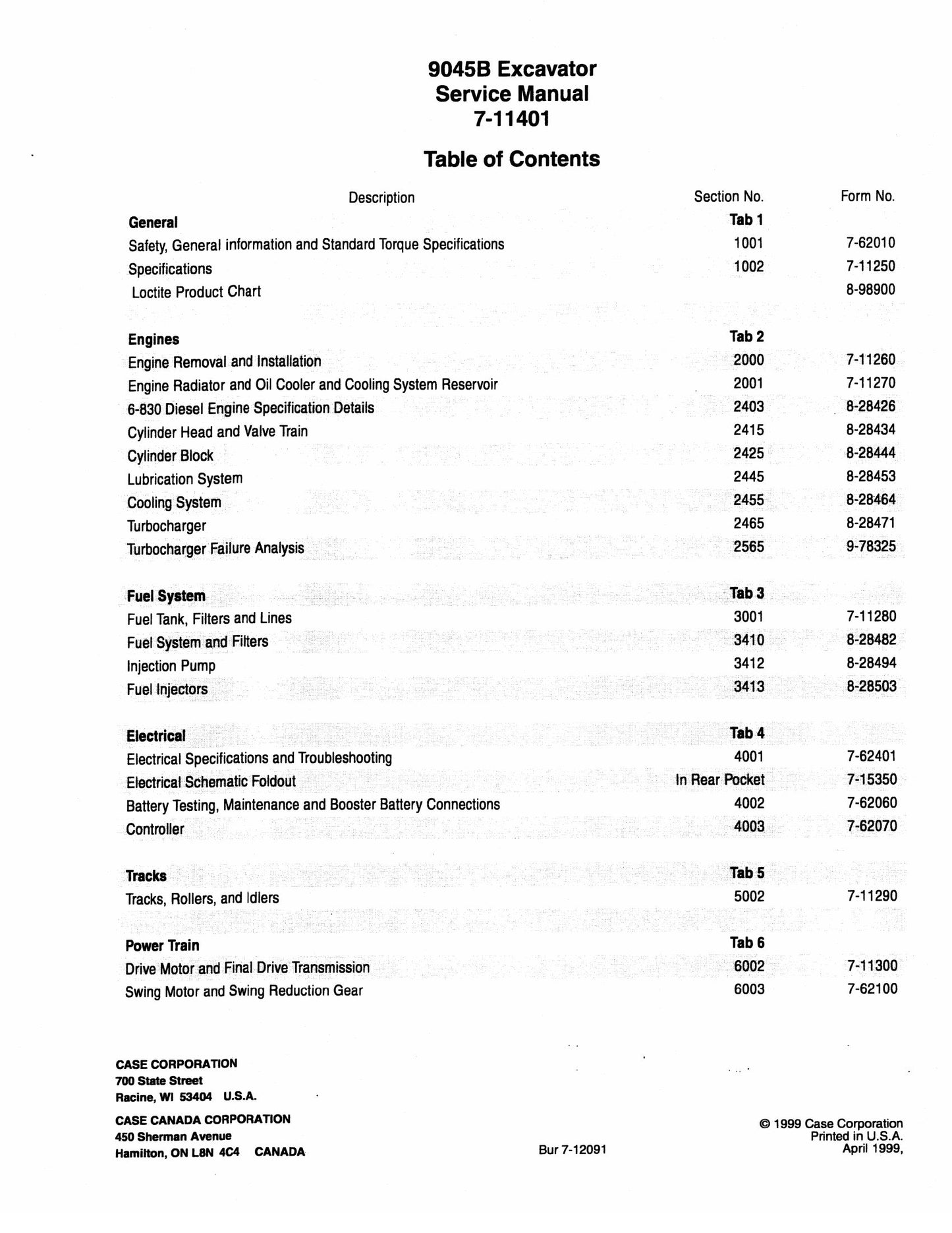 CASE 9045B Crawler Excavator Factory Workshop Service Manual 7-11401