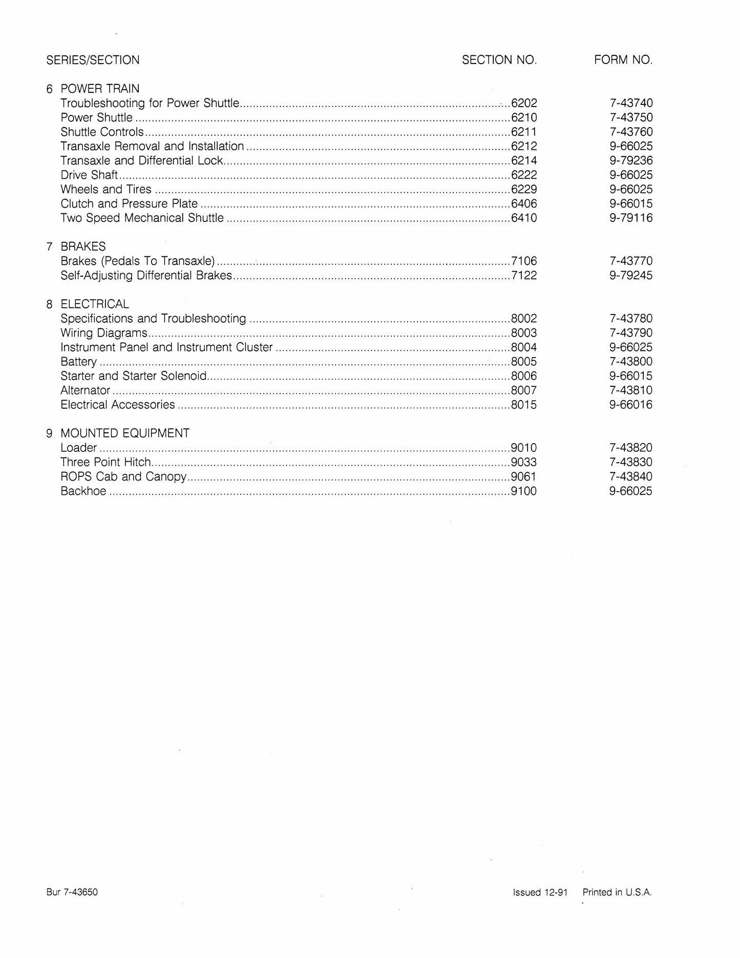 CASE 480C Loader Backhoe Factory Workshop Service Manual Bur 7-43650