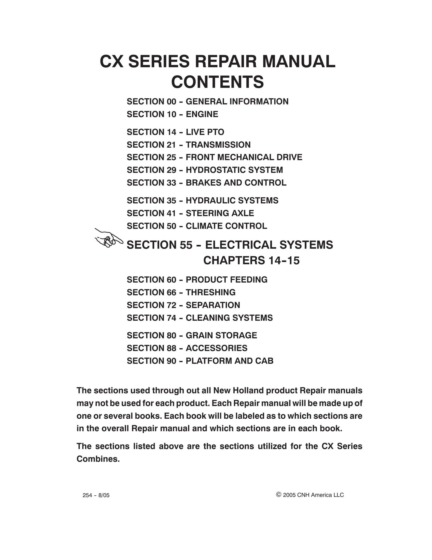 New Holland CX840 CX860 CX880 Combine Factory Workshop Repair Manual