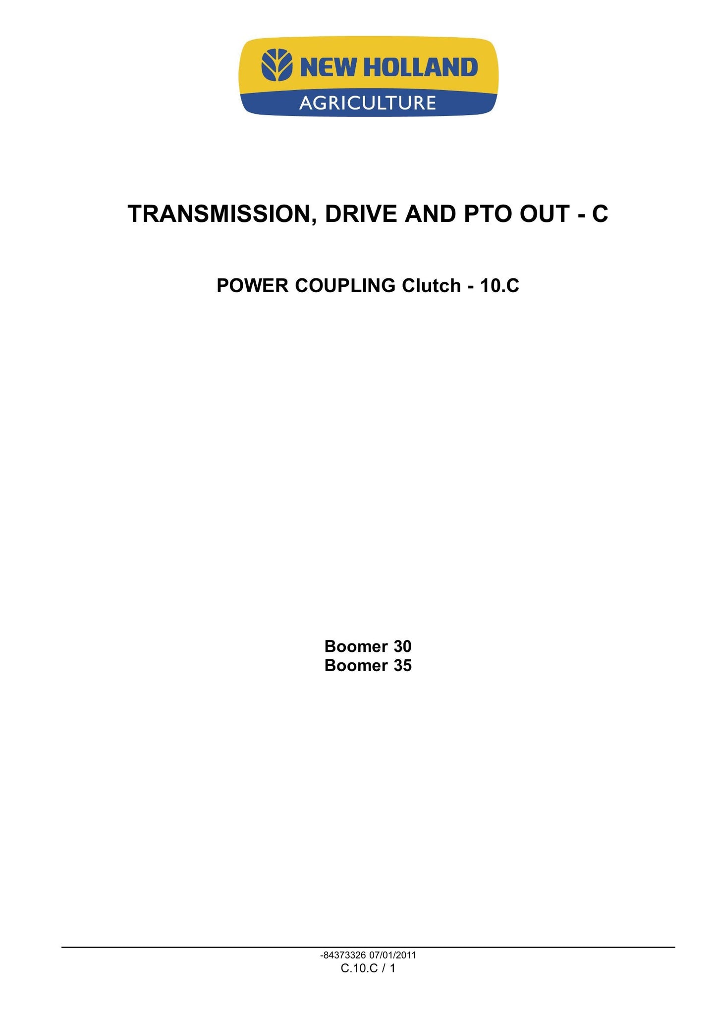 New Holland Boomer 30 Boomer 35 Compact Tractor Factory Workshop Service Manual 84419439