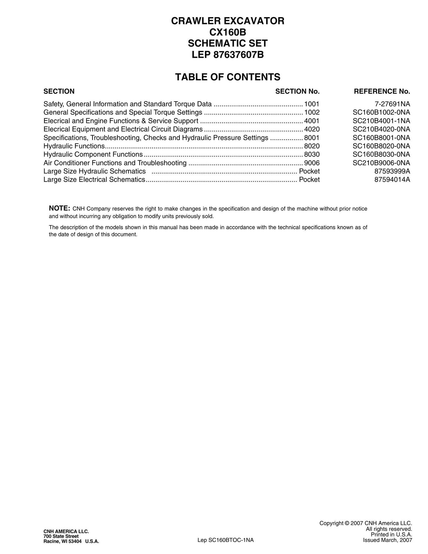CASE CX160B Crawler Excavator Factory Workshop Repair Manual 87637607