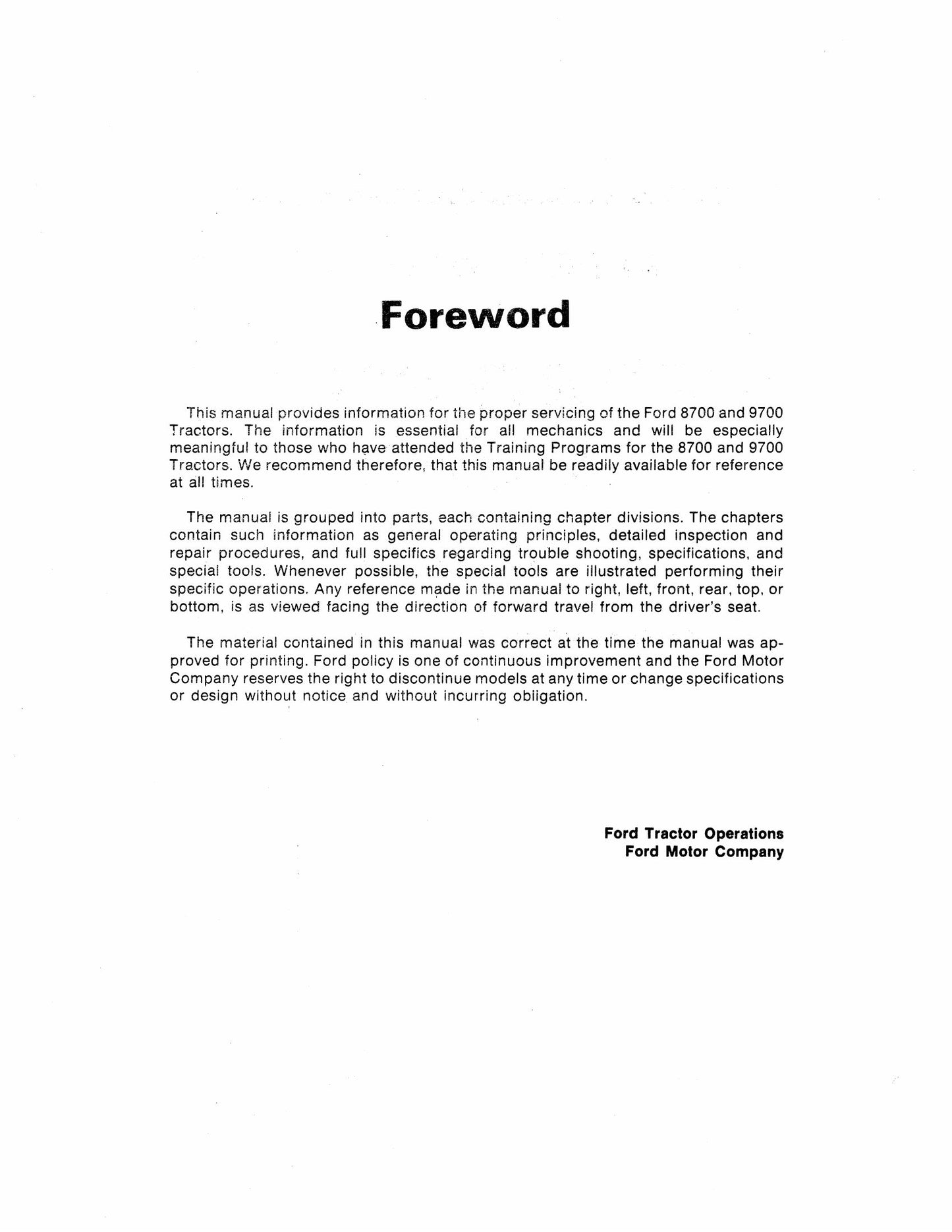 Ford 8700 9700 Tractor Factory Workshop Repair Manual 40870020