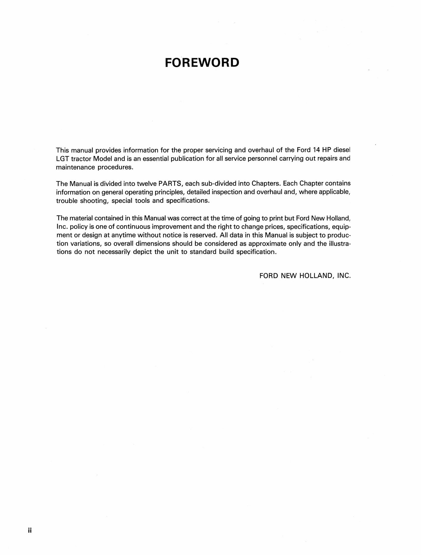 FORD LGT 14D Diesel Lawn and Garden Tractor Factory Workshop Repair Manual 40001411