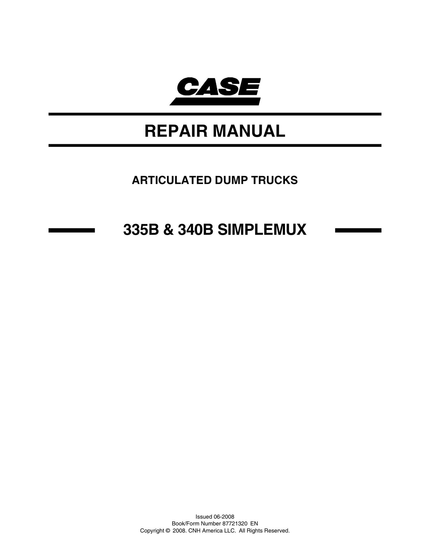 CASE 335B 340B Articulated Truck Factory Workshop Repair Manual HHD0335(40)BN7PG58065