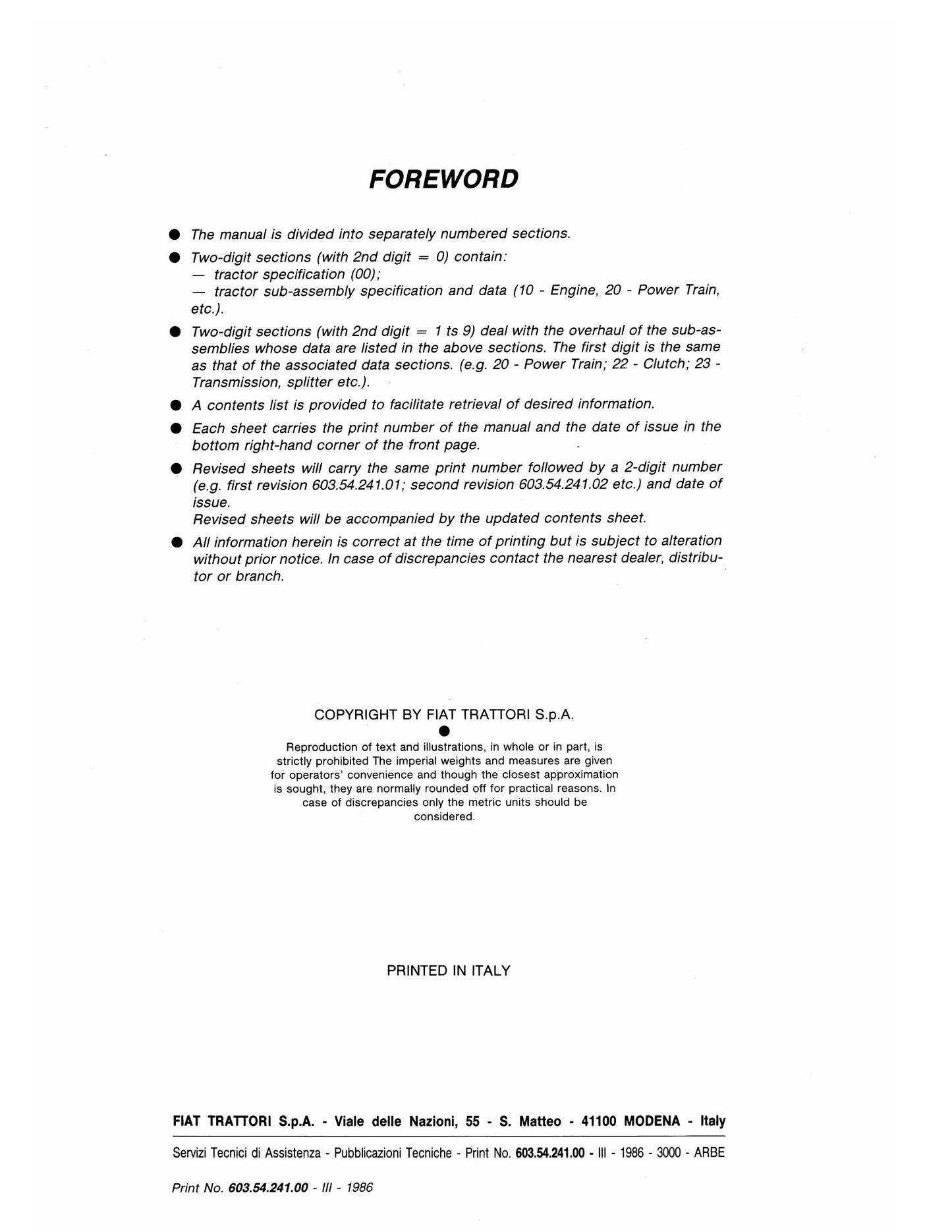 FIAT 55-90 60-90 70-90 80-90 90-90 100-90 Tractor Workshop Manual 06910079