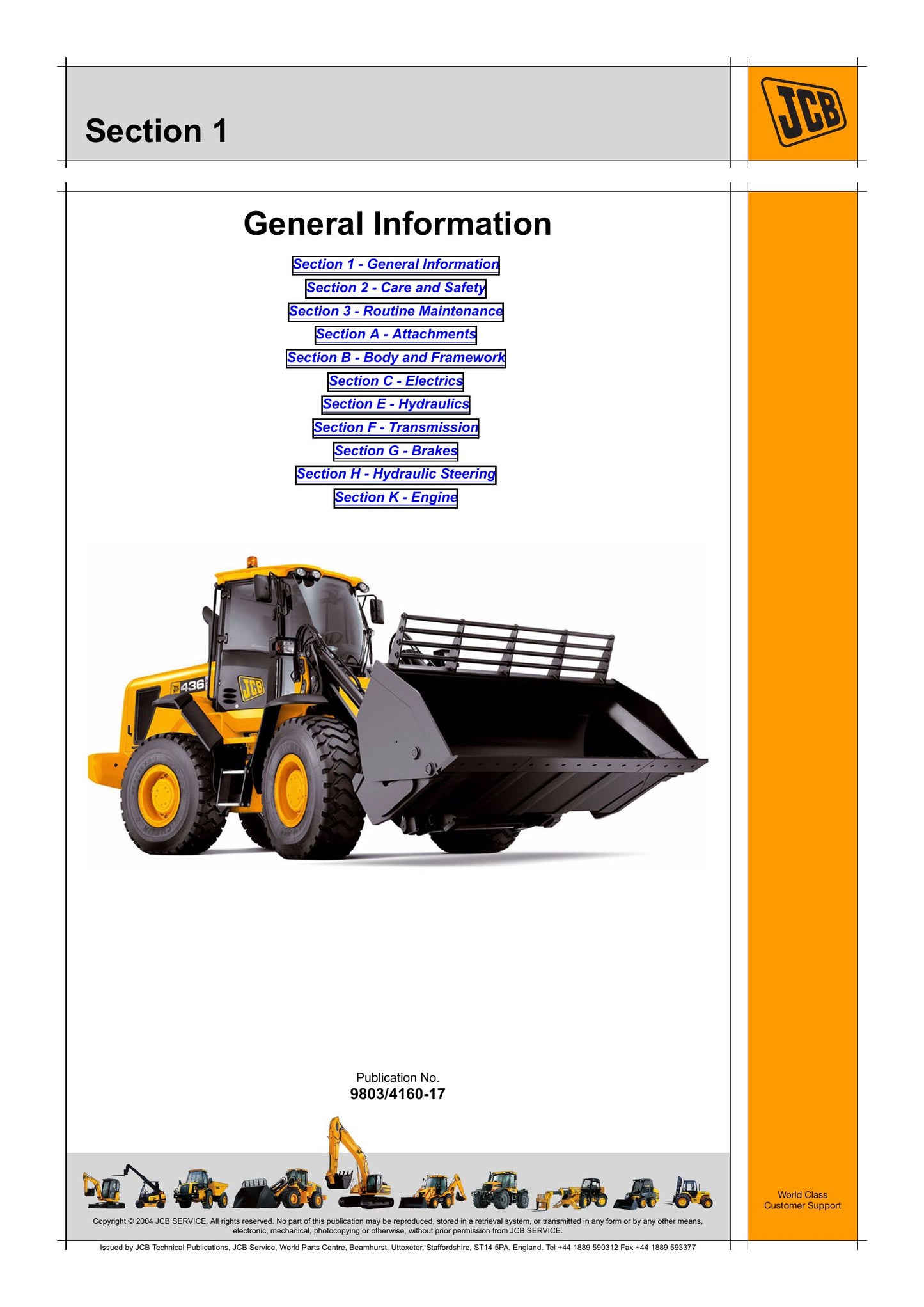 JCB 426 435 436 446 Wheel Loader Factory Workshop Service Manual 9803-4160-17