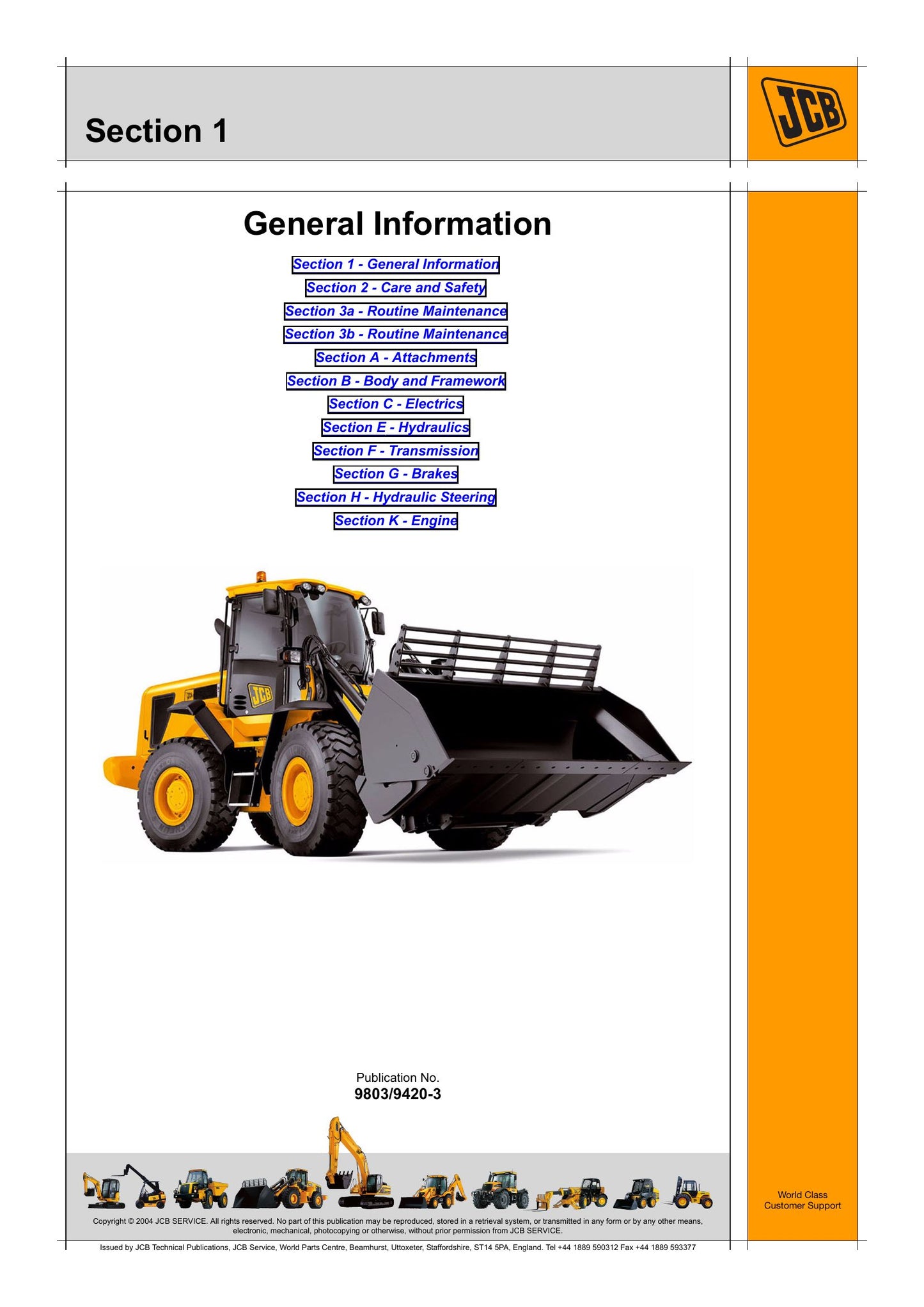 JCB 434S 435S Wheel Loader Factory Workshop Service Manual 9803/9420-3