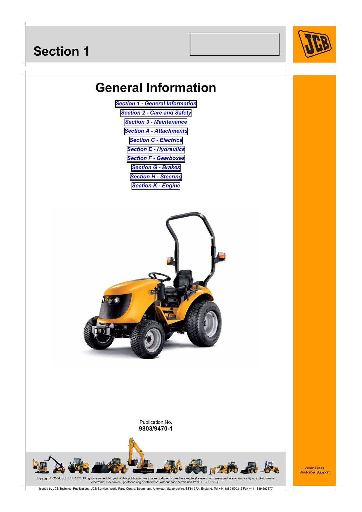 JCB 323 HST 327 HST Tractor Factory Workshop Service Manual 9803/9470