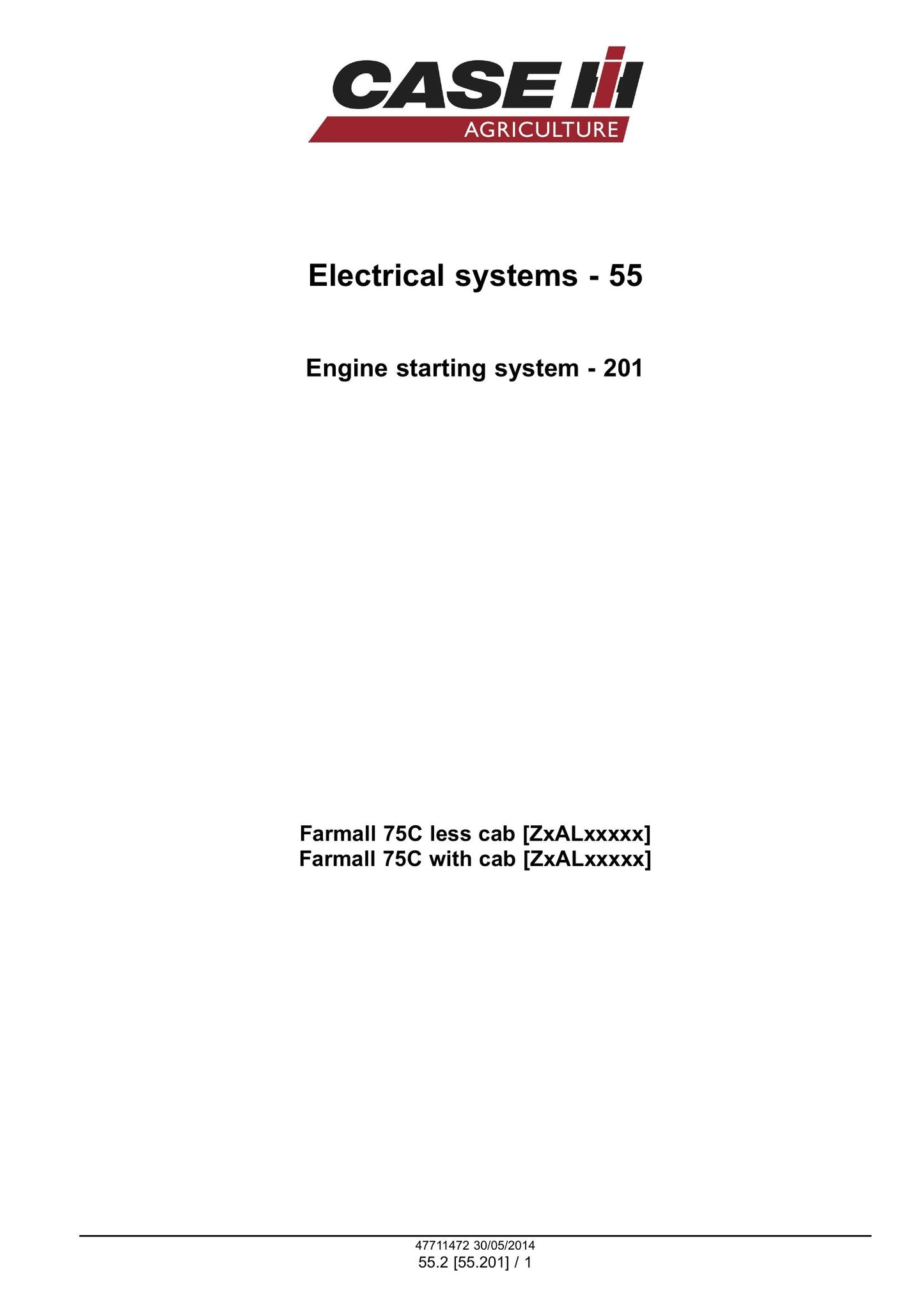 CASE FARMALL 75C Tractor Factory Workshop Service Manual 47720798