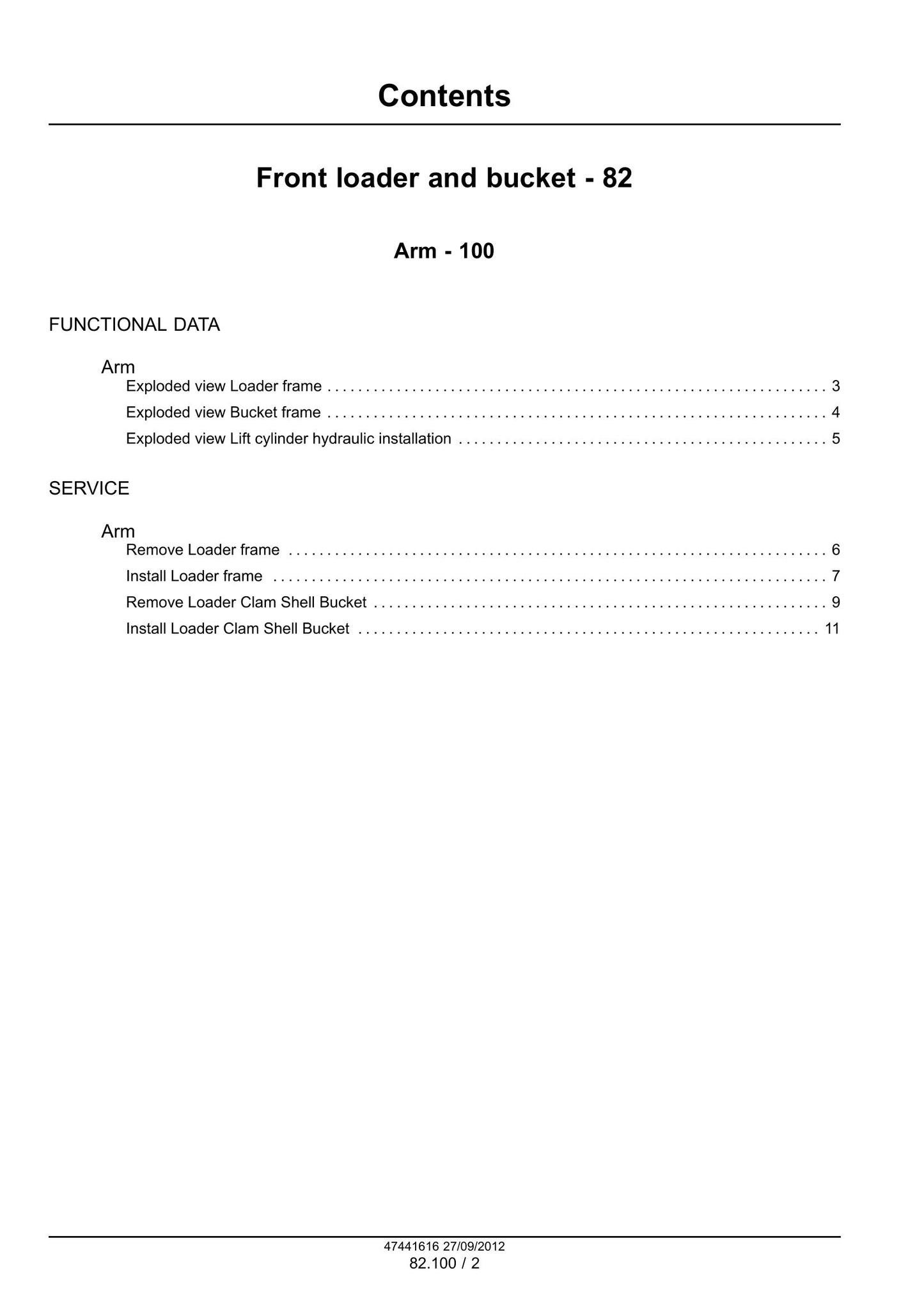 New Holland U80C Front Loader and Bucket Factory Workshop Service Manual 47441616