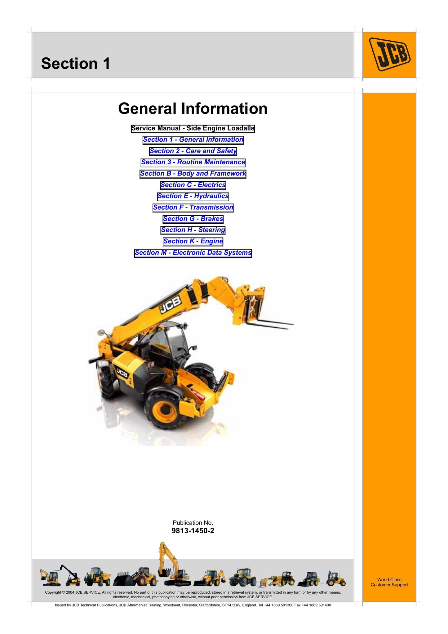 JCB 540-170 540-140 535-125 535-140 Loadall Factory Workshop Service Manual 9813-1450-2