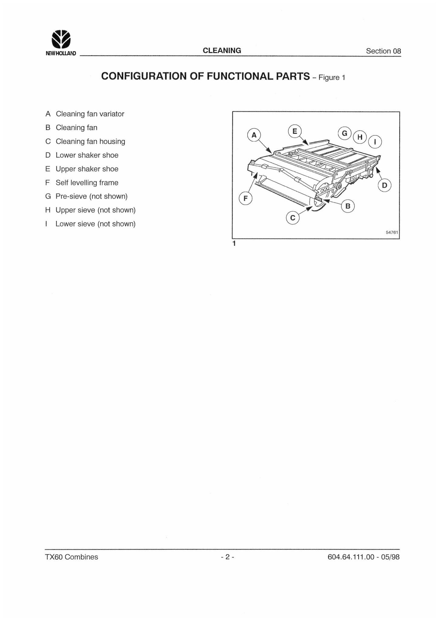 New Holland TX60 Combine Factory Workshop Service Manual 604.64.111.00
