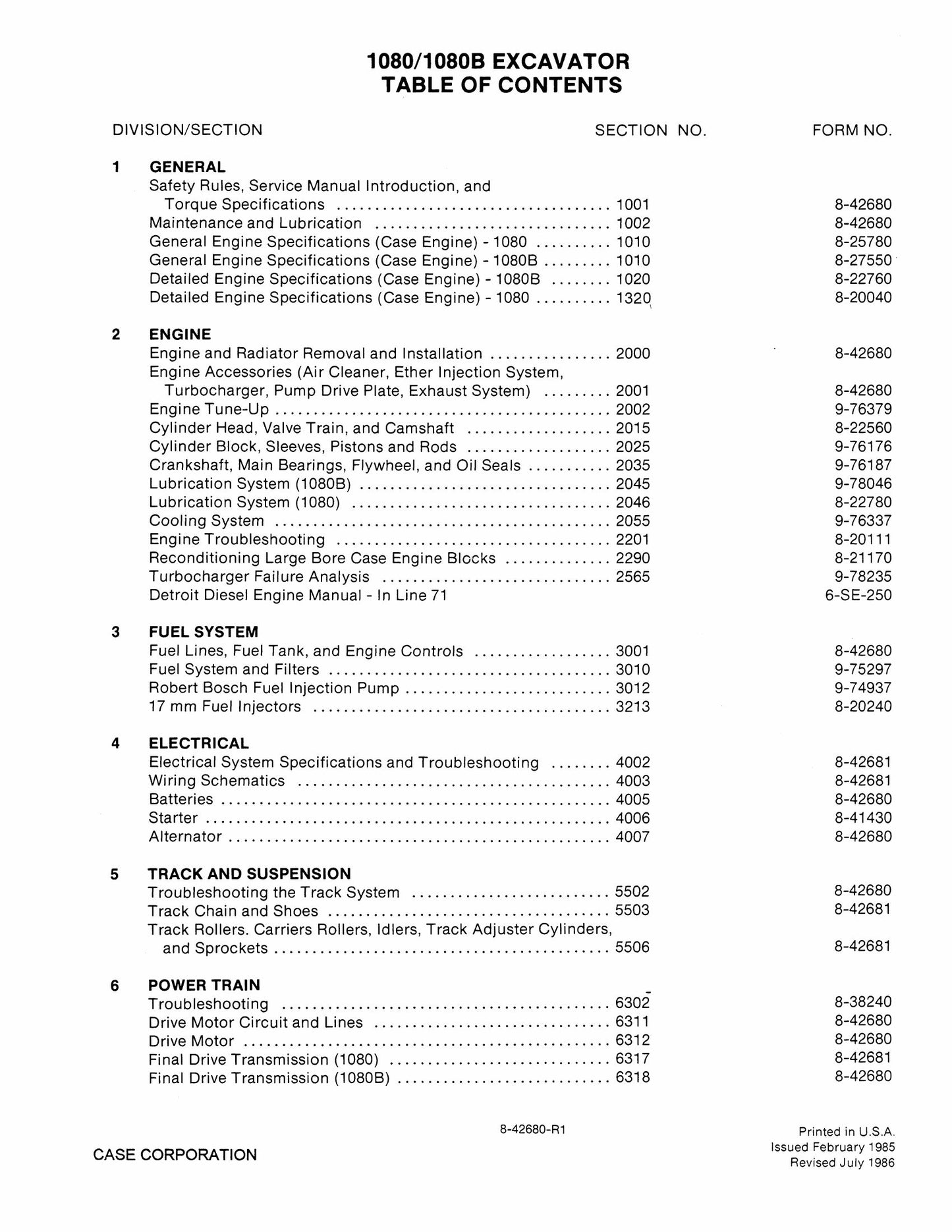 CASE 1080 1080B Excavator Factory Workshop Service Manual 8-42681