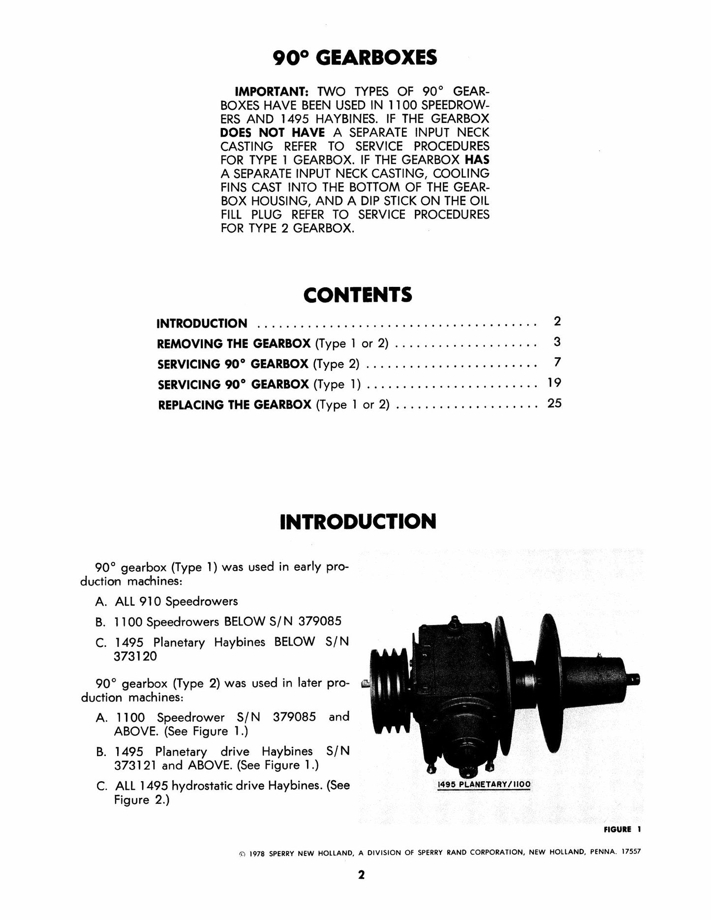 New Holland 910 1100 1495 Haybine Speedrower Gearboxes Factory Workshop Service Manual 40841000